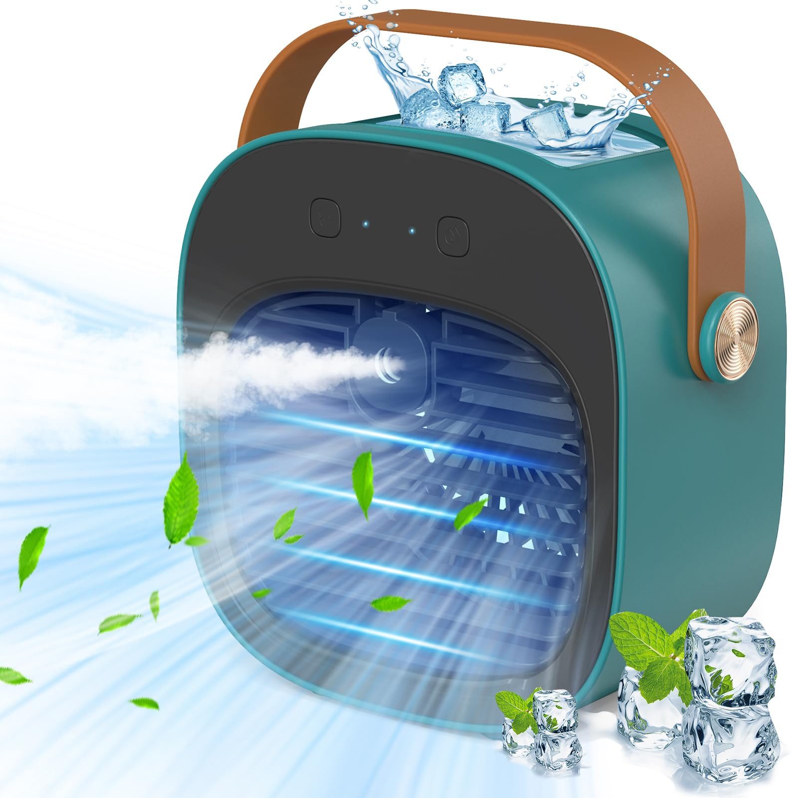 nsihing Tischventilator Geräuscharmer Desktop-Lüfter,Tragbares Klimagerät, Wiederaufladbare Mini-Klimaanlage 5200 mAh, 3 Stufen,6–8 Std Laufzeit