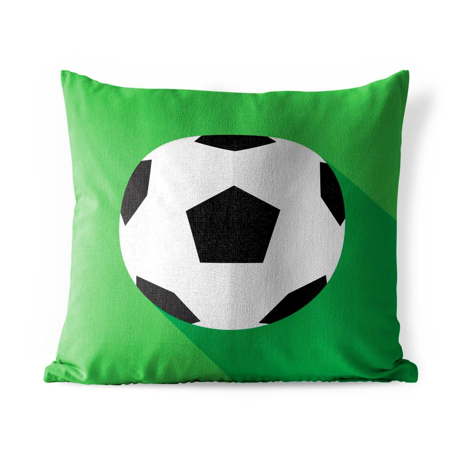MuchoWow Dekokissen Eine Illustration eines Fußballs auf einem grünen Hintergrund - Jungen, Kissenbezüge, Kissenhülle, Dekokissen, Dekokissenbezug, Outdoor | Dekokissen