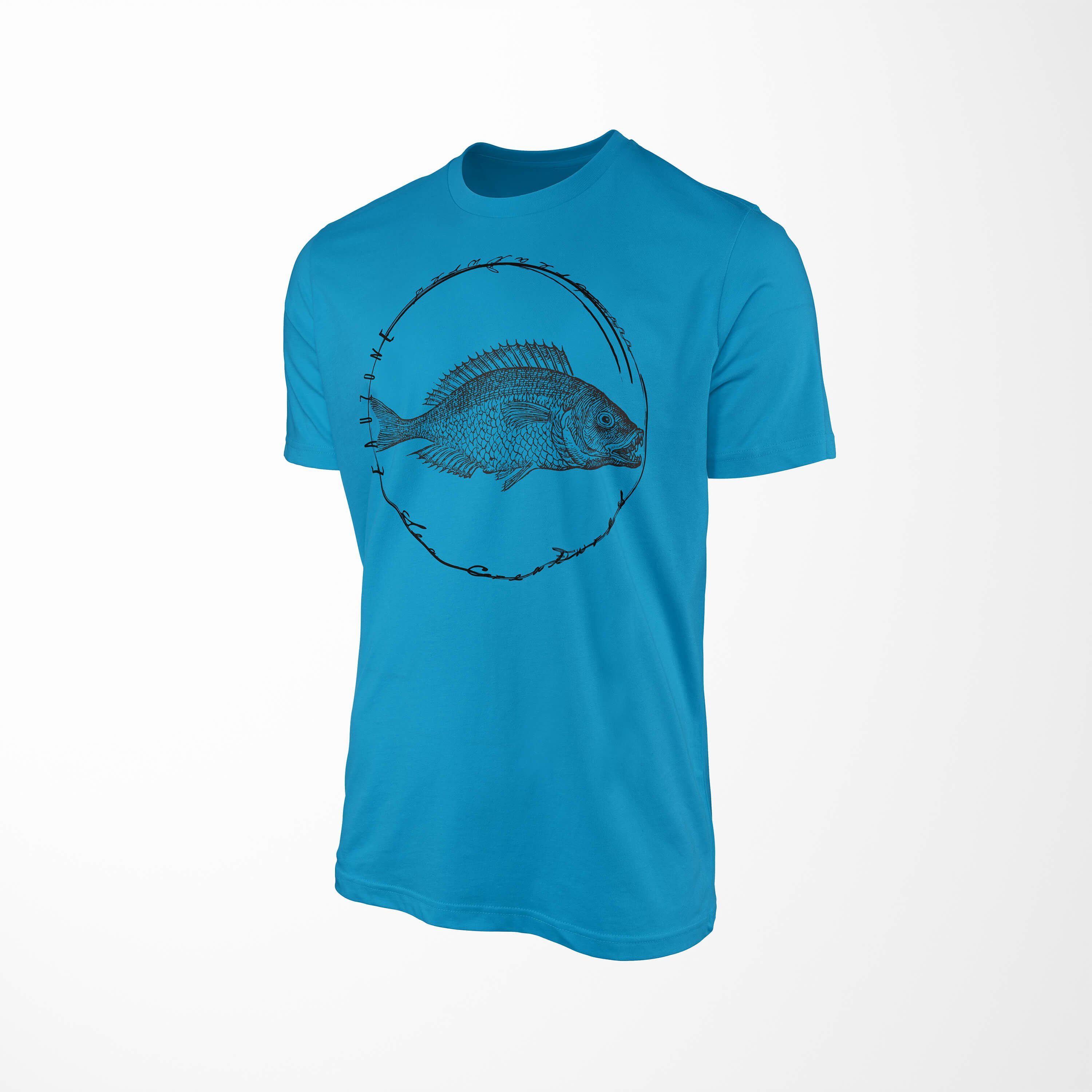 - Struktur sportlicher Fische Creatures, Tiefsee Art Sea Sea Sinus / und T-Shirt Schnitt T-Shirt feine Atoll Serie: 087