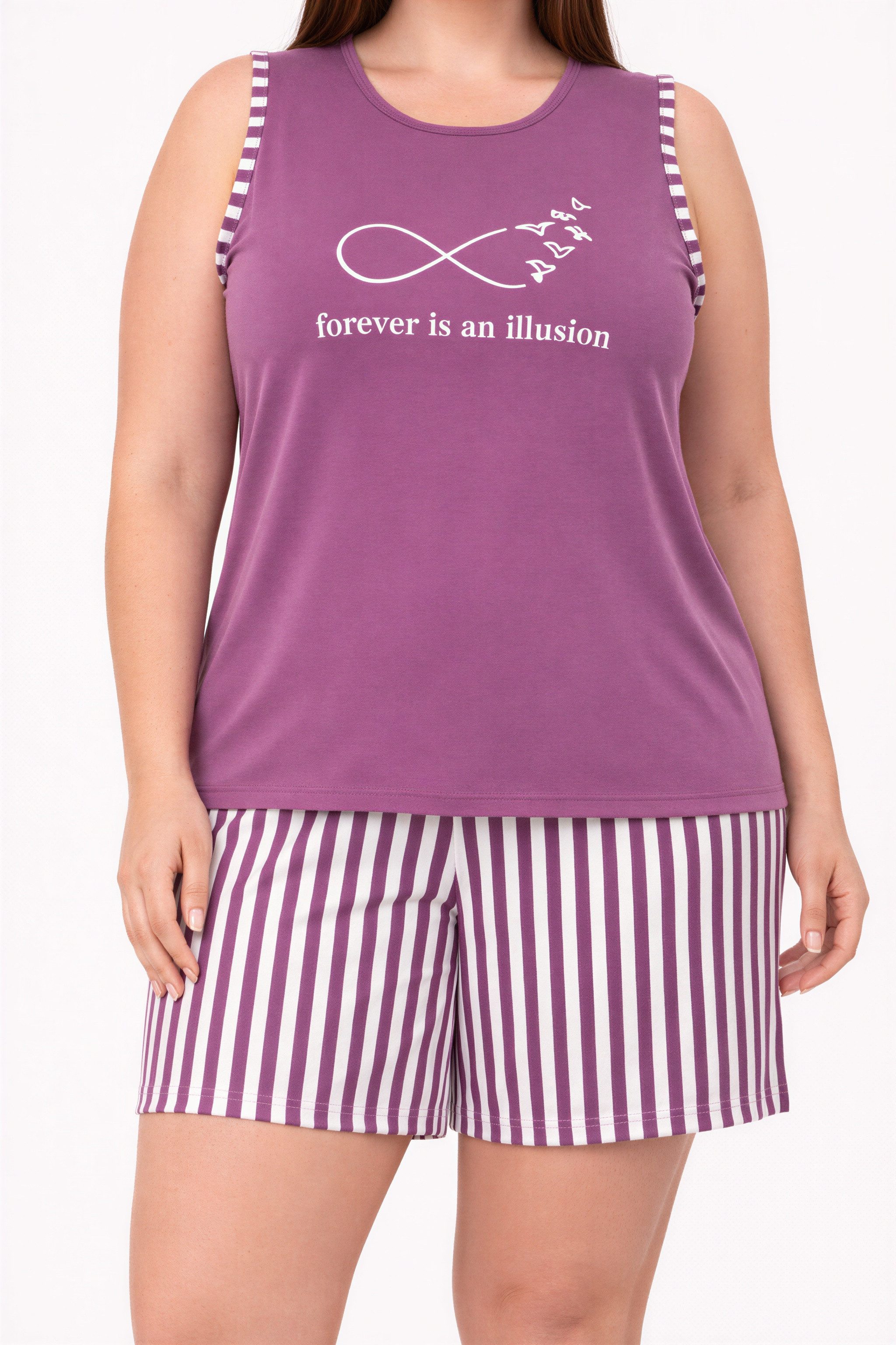 fashionshowcase Pyjama Damen Hausanzug große Größen – Schlafanzug mit Shorts & ärmellosem Top