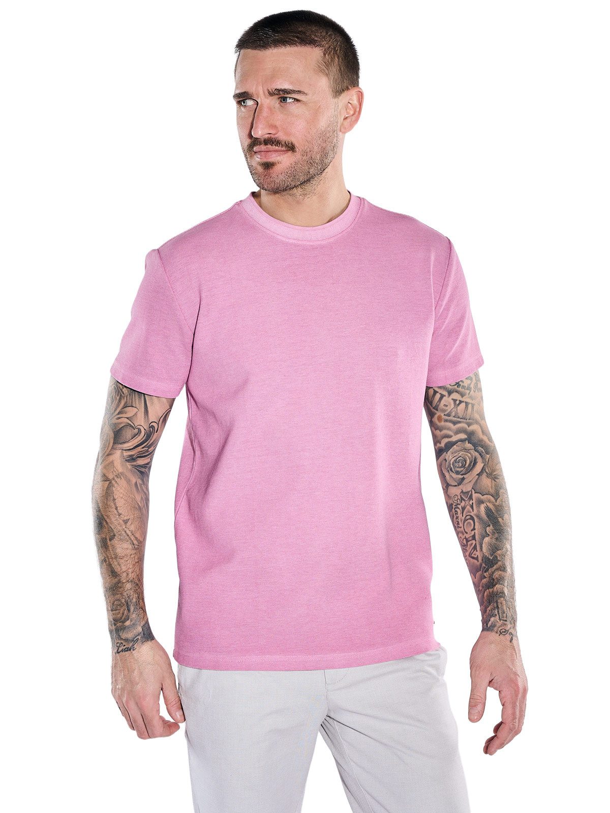 emilio adani T-Shirt Herren Rundhals T-Shirt, Rosa