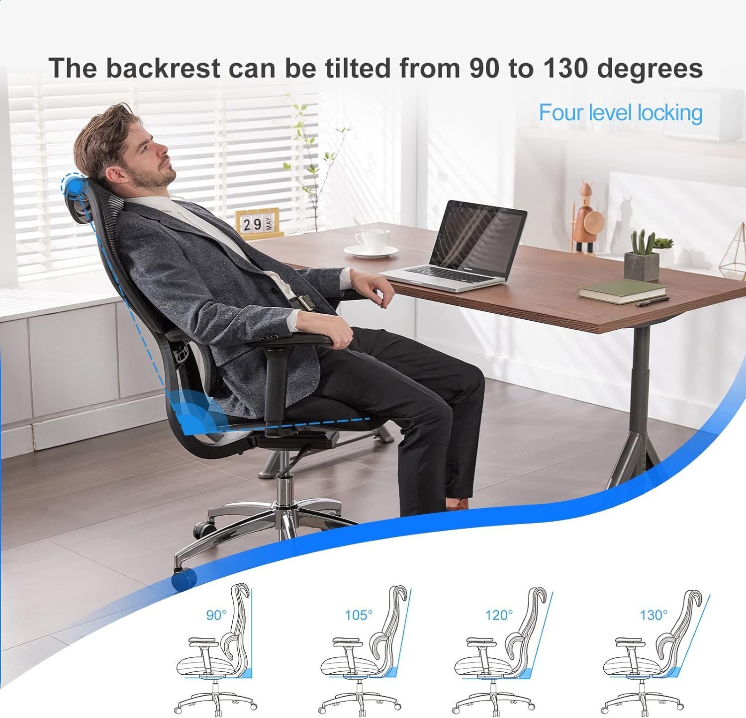 Einstellbare Chair Ximstar hoher Executive Bürostuhl, Desk Lendenwirbelstütze und Rücken