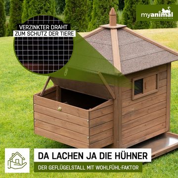 My Animal Hühnerstall Hühnerhaus MH-11 für 3-4 Hühner - Winterfest, Hühnerhaus Hühner Käfig Gehege Geflügelstall - Nistkasten