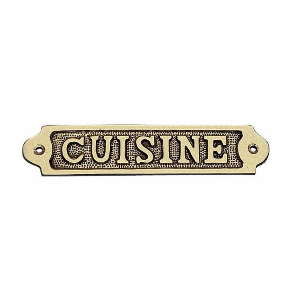 Linoows Dekoobjekt Türschild "Cuisine", Kabinen, Kajüten Schild, maritimes Schild "Cuisine" aus massivem Messing