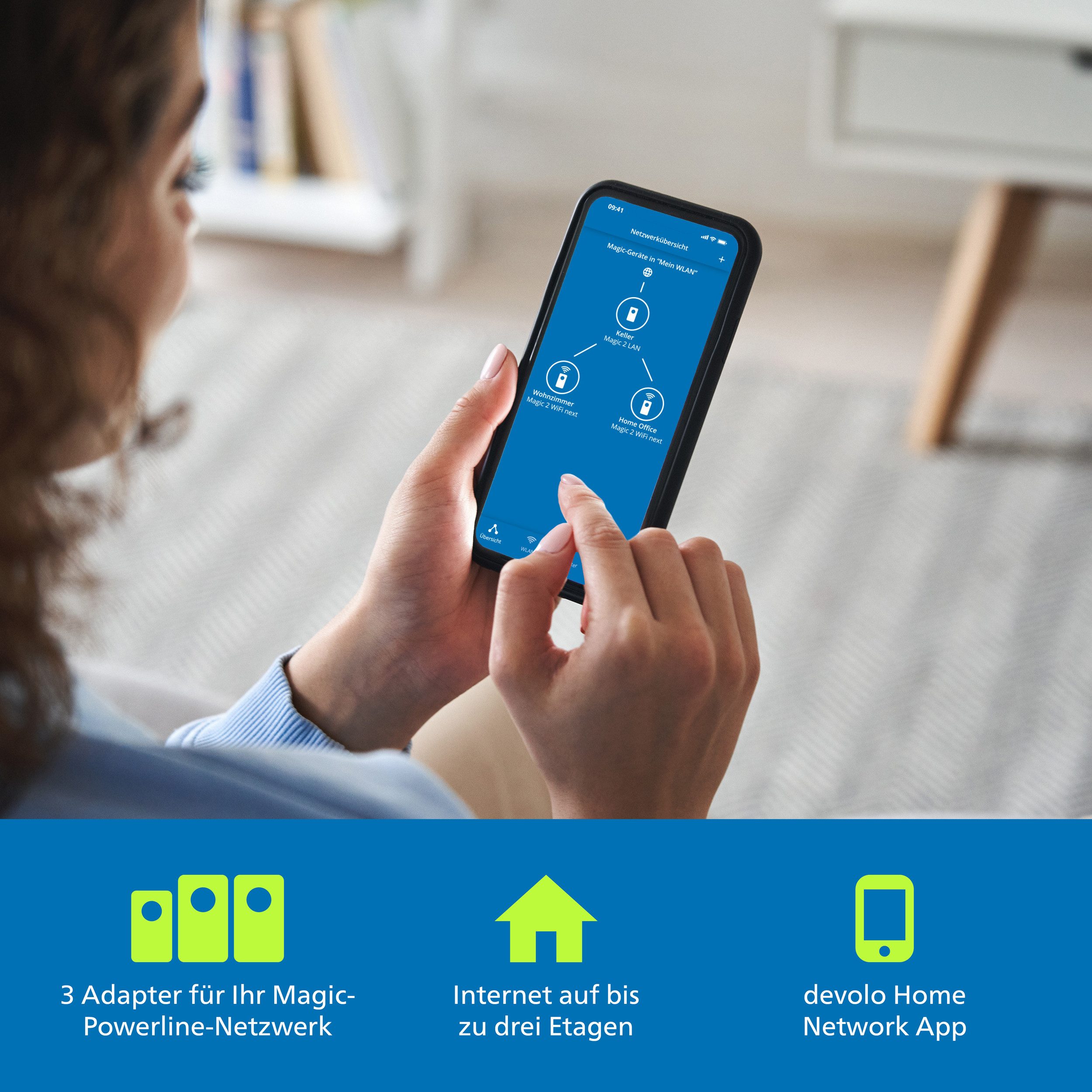 DEVOLO Magic 2 WiFi 6 next Multiroom Kit Reichweitenverstärker, Powerline Mesh WLAN Verstärker 3x Adapter