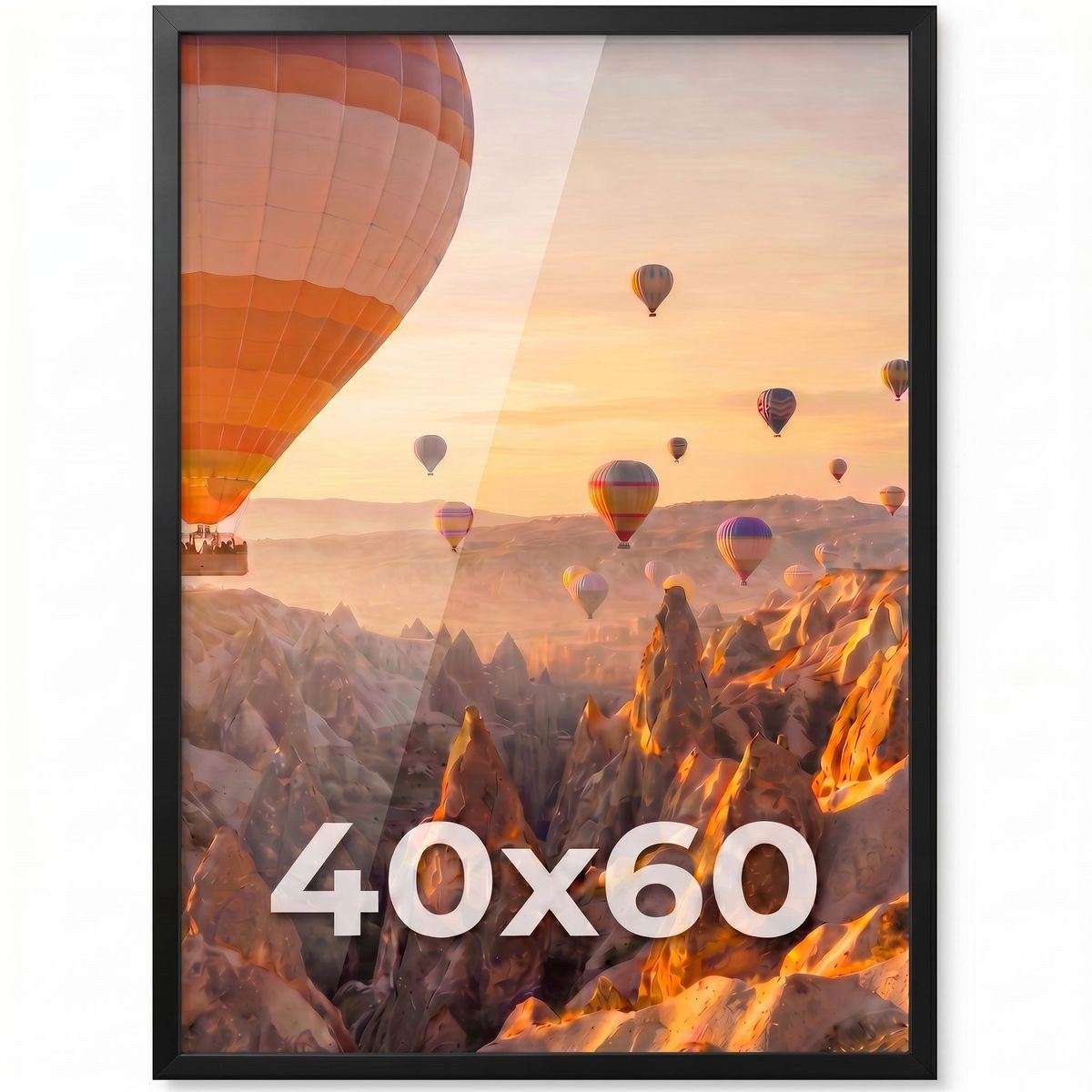 PHOTOLINI Bilderrahmen modern mit bruchsicherem Acrylglas, Holz MDF für Fotos & Poster, für 1 Bilder (1 Einzelrahmen), Posterrahmen 40x60 cm zum Aufhängen