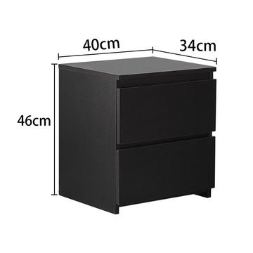CLIPOP Nachtkommode Beistelltisch mit 2 Schubladen (1 Nachtkonsole), 40x34x46cm Kommode für Schlafzimmer