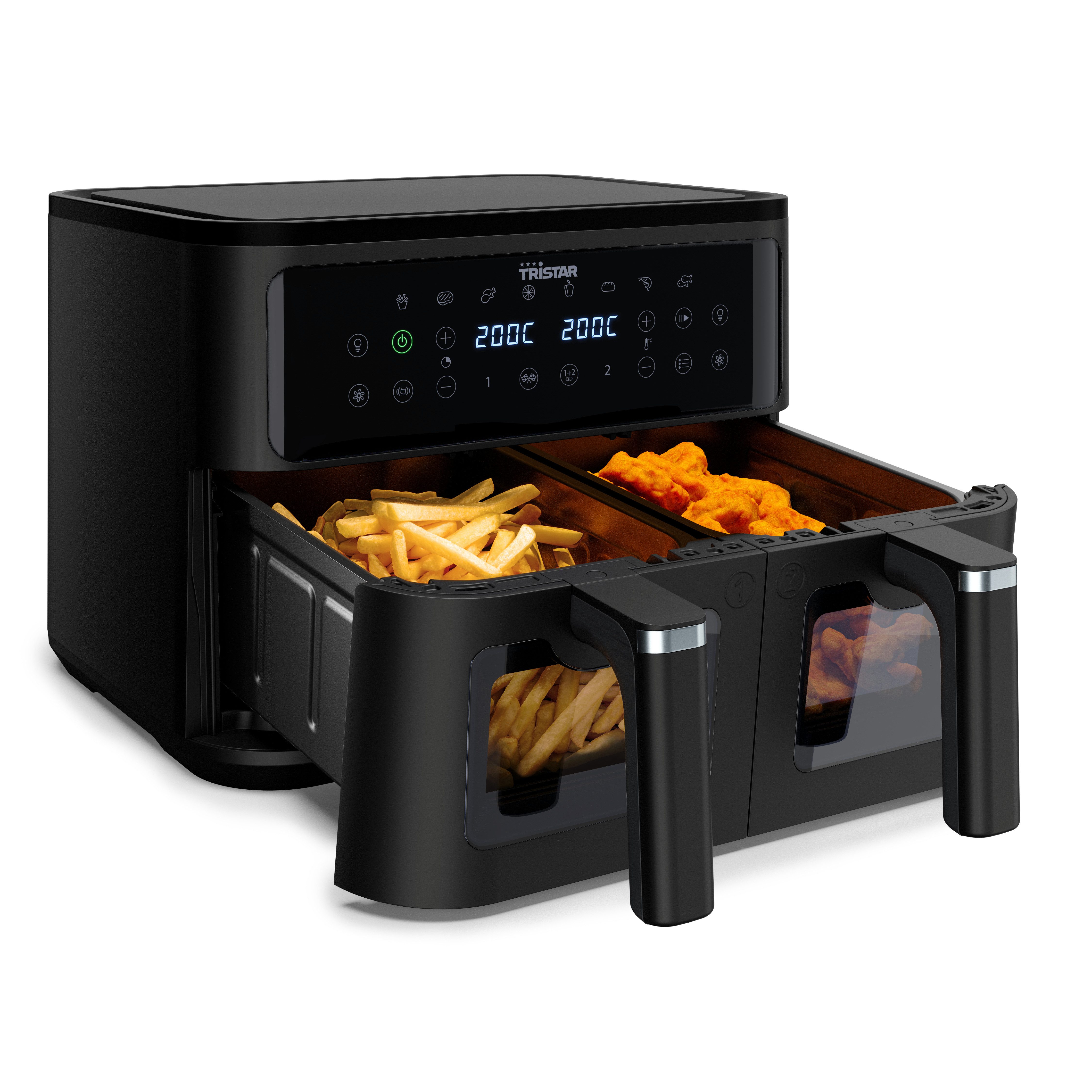 Tristar Heißluftfritteuse FR-9429, 2500 W, 2 Körbe, Timer-Funktion, PFAS-frei, 200 Grad