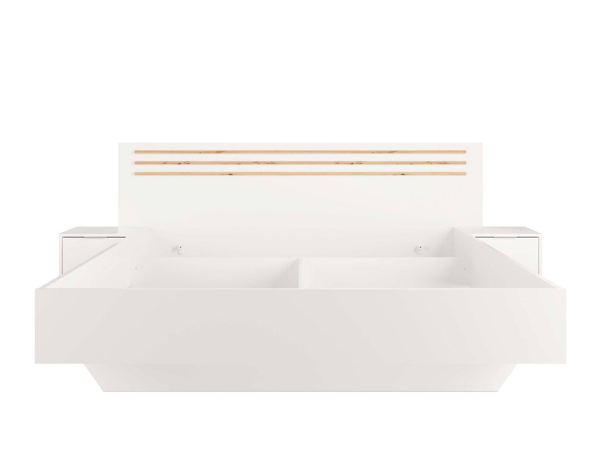 OTTO home Bett Bettgestell Caleera mit zwei Nachttischen (Schlaffläche 180x200 cm) (Set, Bett mit 2 NaKOOS und 2 Schubladen), Bettgestell, mit Schubladen, BxTxH 265x204x96 cm