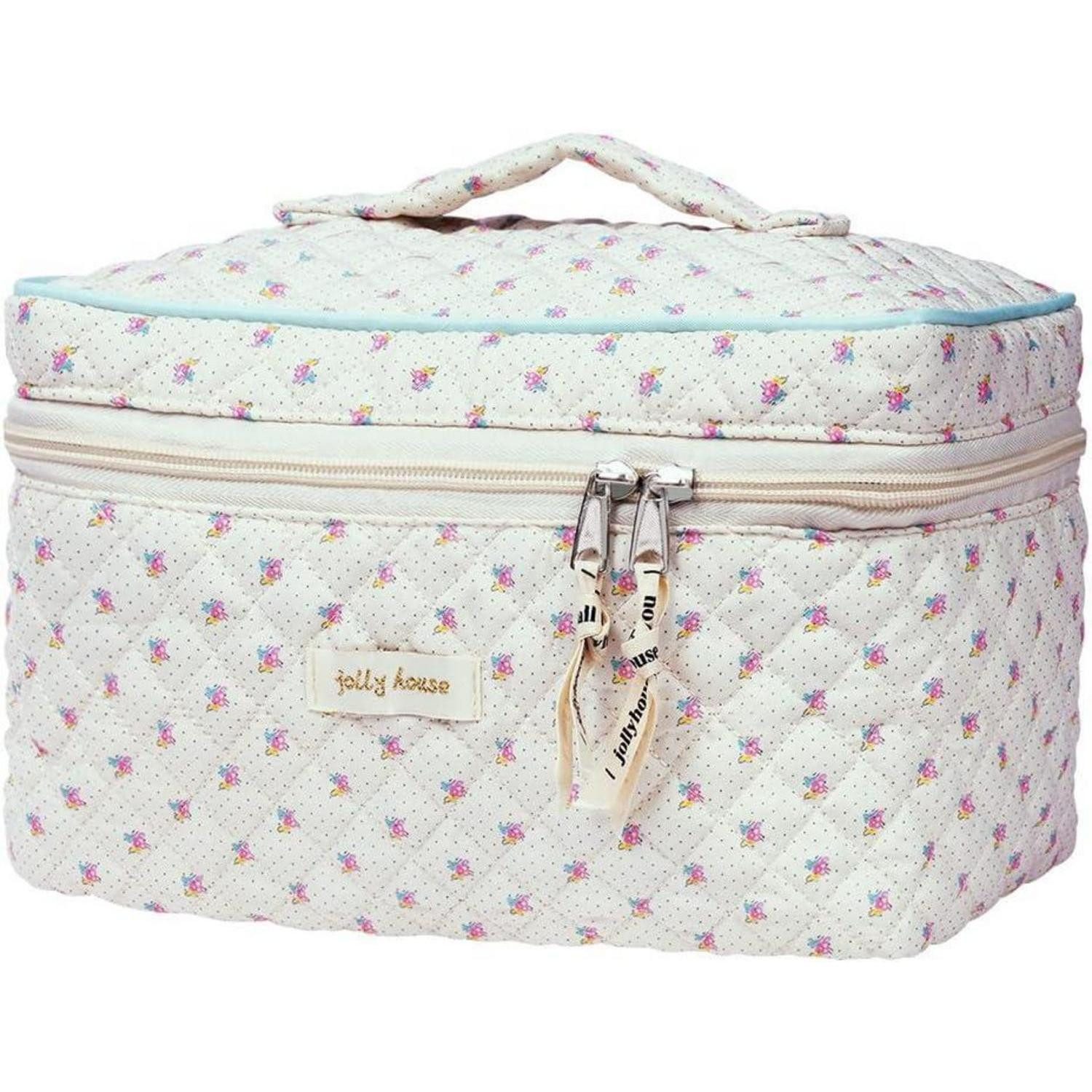 Kosmetiktasche Große Baumwolle Kosmetiktasche Blumenmuster Damen Mädchen Makeup