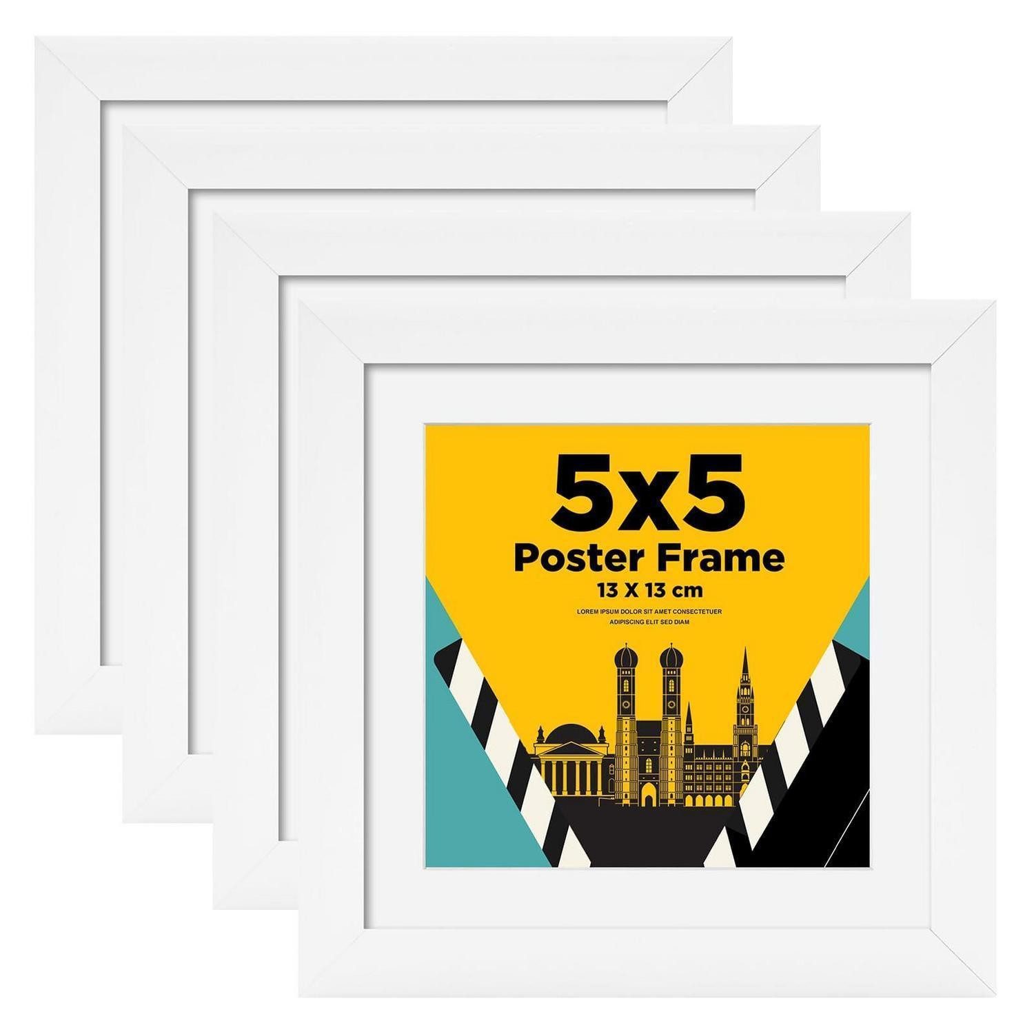 LuxusKollektion Bilderrahmen-Set Bilderrahmen Holz 13x13cm Weiß mit Acrylglas, (4 St)