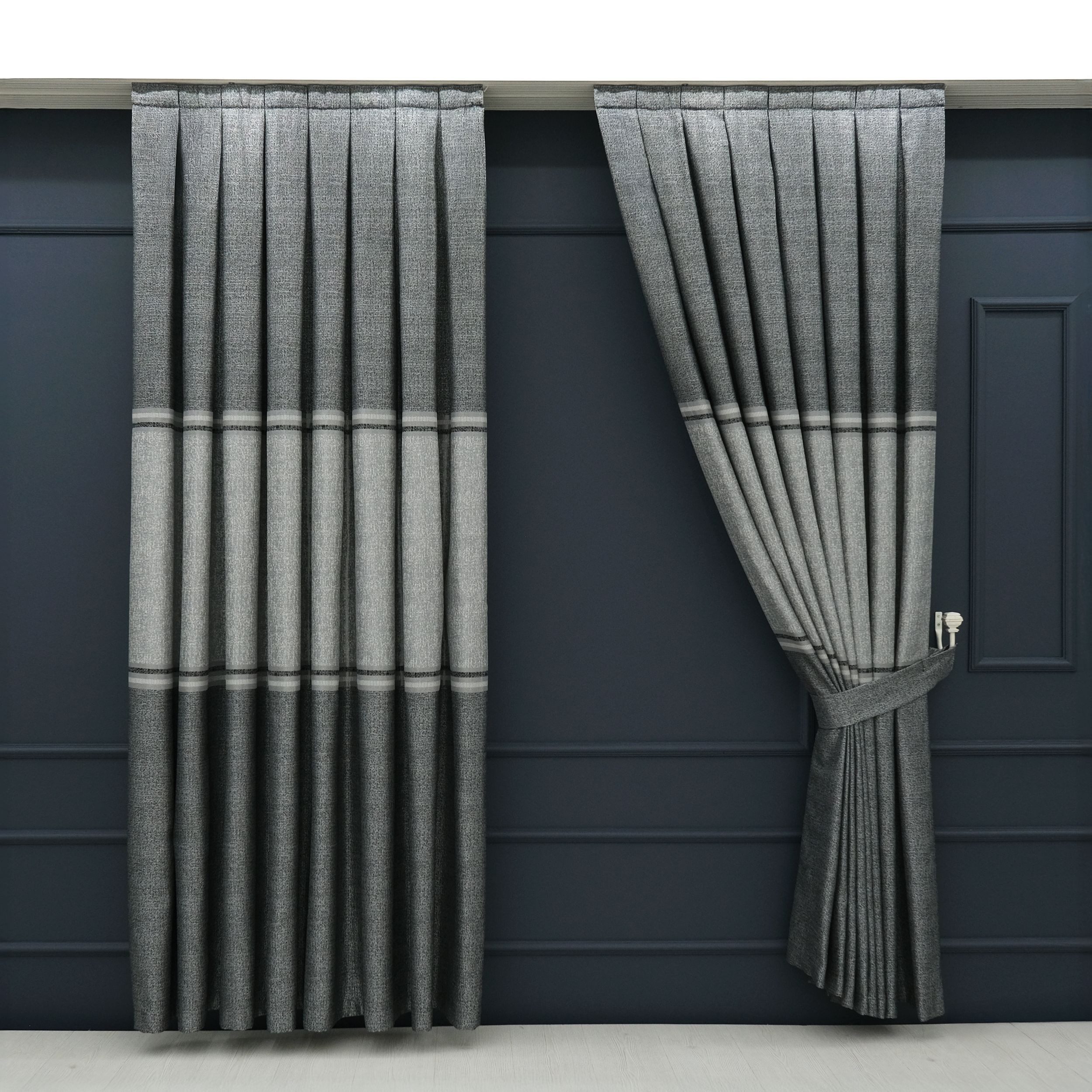 Gardinen by Justyna Vorhang 2er Fon Seiten Schal Set Grau (4 St), Kräuselband, verdunkelnd, Fertiggardine,Hochwertiggardine,Turkischegardine,Falten,Pileli Perde