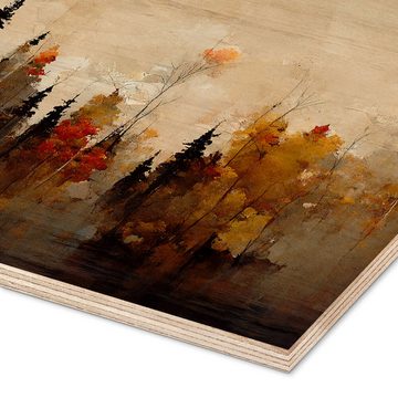 Posterlounge Holzbild treechild, Ein Wald im Herbst, Malerei