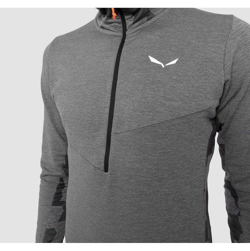 Salewa Kapuzenpullover Thermo-Langarmshirt Boe Merino Half-Zip mit Kapuze (warm)