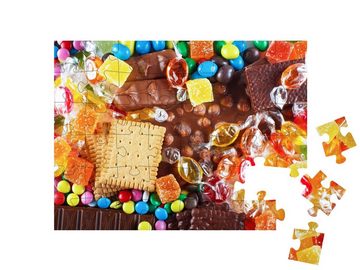 puzzleYOU Puzzle Köstliche bunte Bonbons, Schokolade und Kekse, 48 Puzzleteile, puzzleYOU-Kollektionen Süßigkeiten