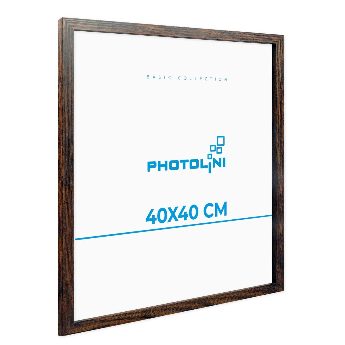 PHOTOLINI Bilderrahmen modern mit bruchsicherem Acrylglas, Holz MDF für Fotos & Poster, für 1 Bilder (1 Einzelrahmen), Posterrahmen 40x40 cm quadratisch zum Aufhängen