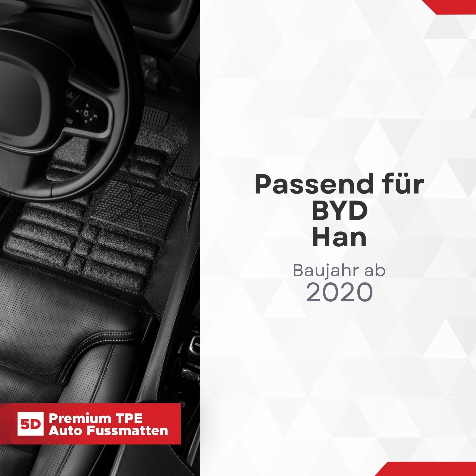 fussmattenprofi.com Auto-Fußmatte 5D Premium Auto Fussmatten für BYD HAN 2020-2026 (1 St), für BYD BYD Han