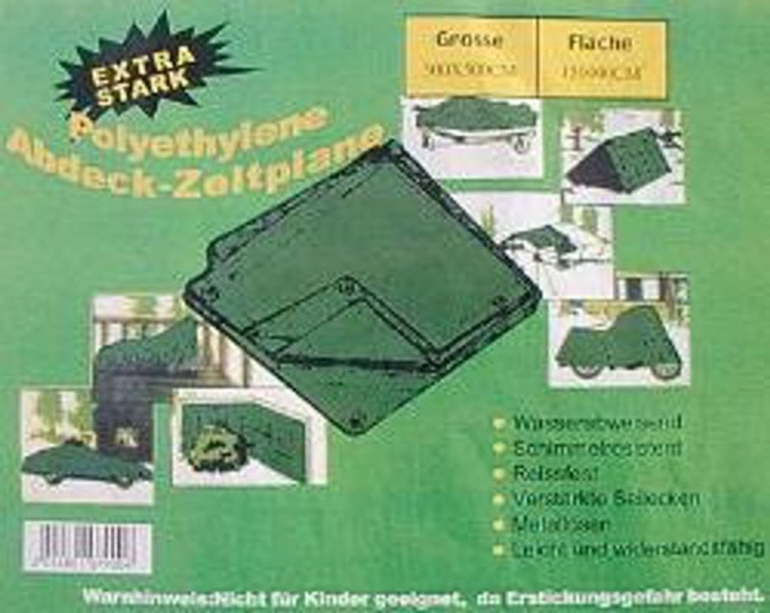 Schutzplane Gewebeplane 3x5m Gewebe Plane (m²=0,80EUR) grün