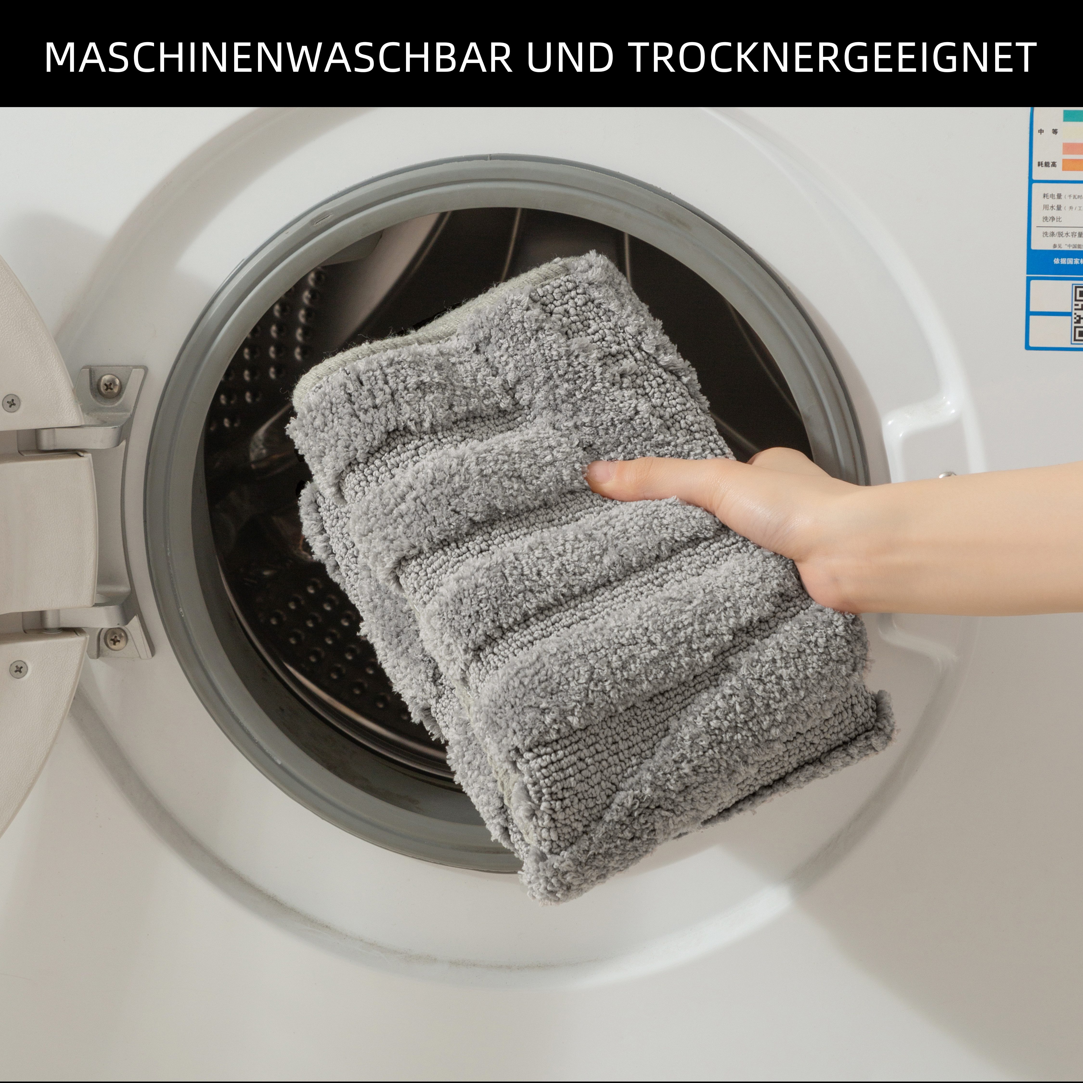 OTTO home Badematte Regona Scandi, Badvorleger, Badezimmer Teppich, Duschvorleger, Höhe 10 mm, rutschhemmend beschichtet, strapazierfähig, Polyester, rechteckig – Bild 5 von 5