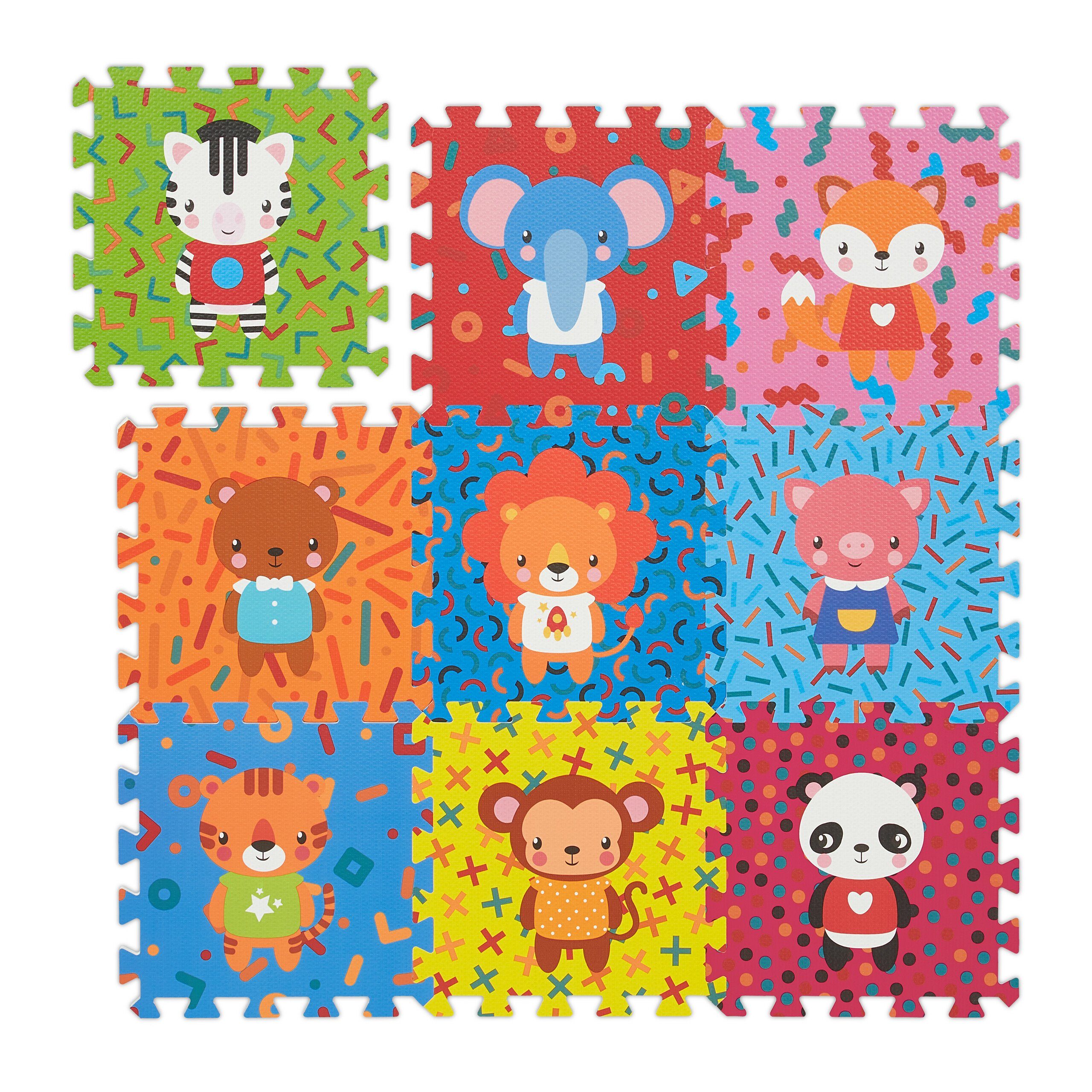 relaxdays Spielmatte Puzzlematte Tiere (9-St)