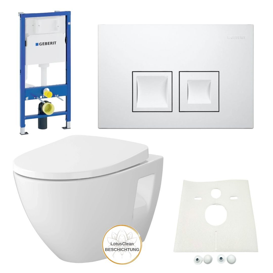 HGMBAD Vorwandelement WC Geberit Spülkasten WC randlos Betätigungsplatte, Spar-Set