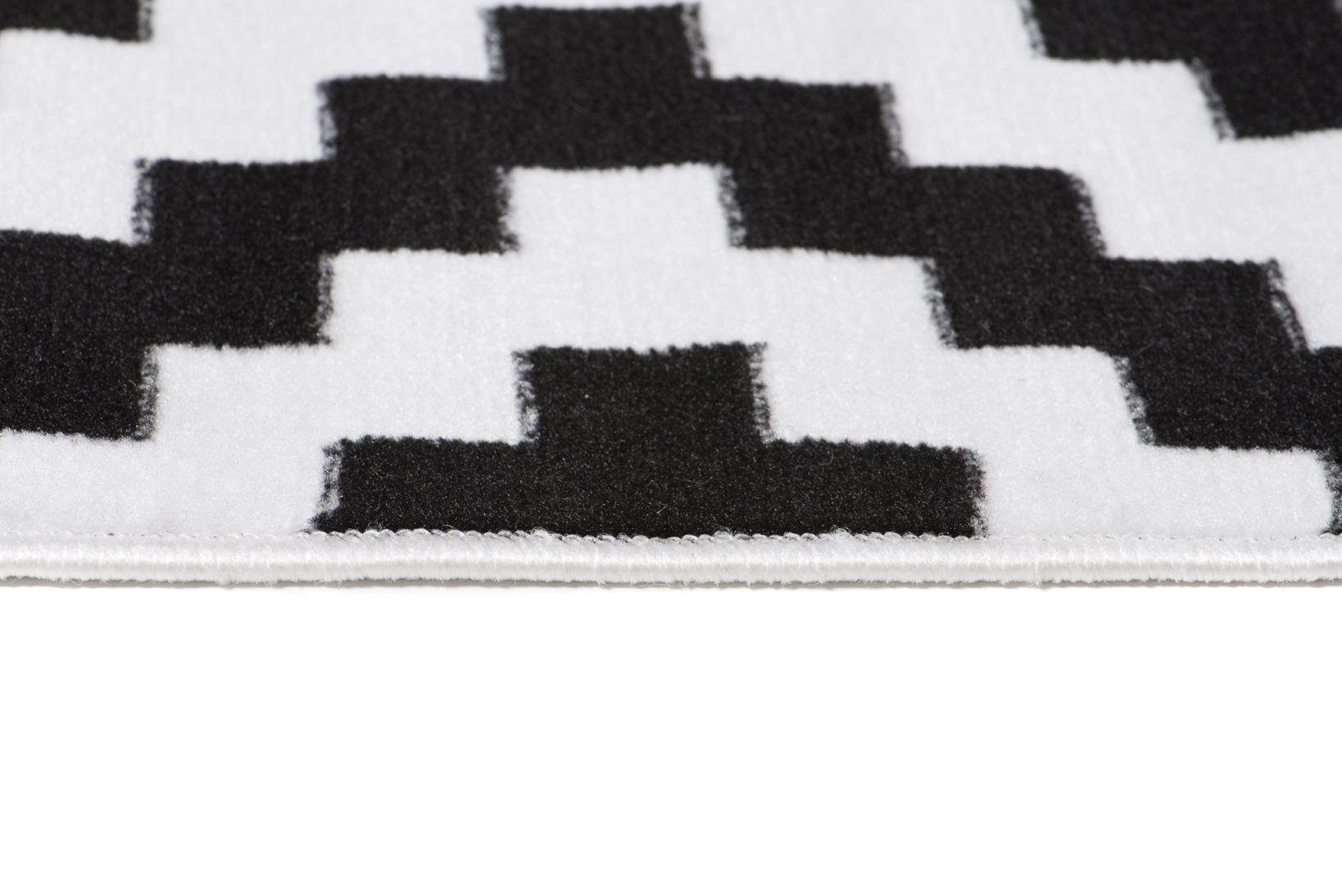 Geeignet - Kurzflor Kurzflor, schwarz weiß Fußbodenheizung, Geometrische 140 Modern 70 x cm, Höhe 7 Designteppich Mazovia, mm, Teppich für Muster