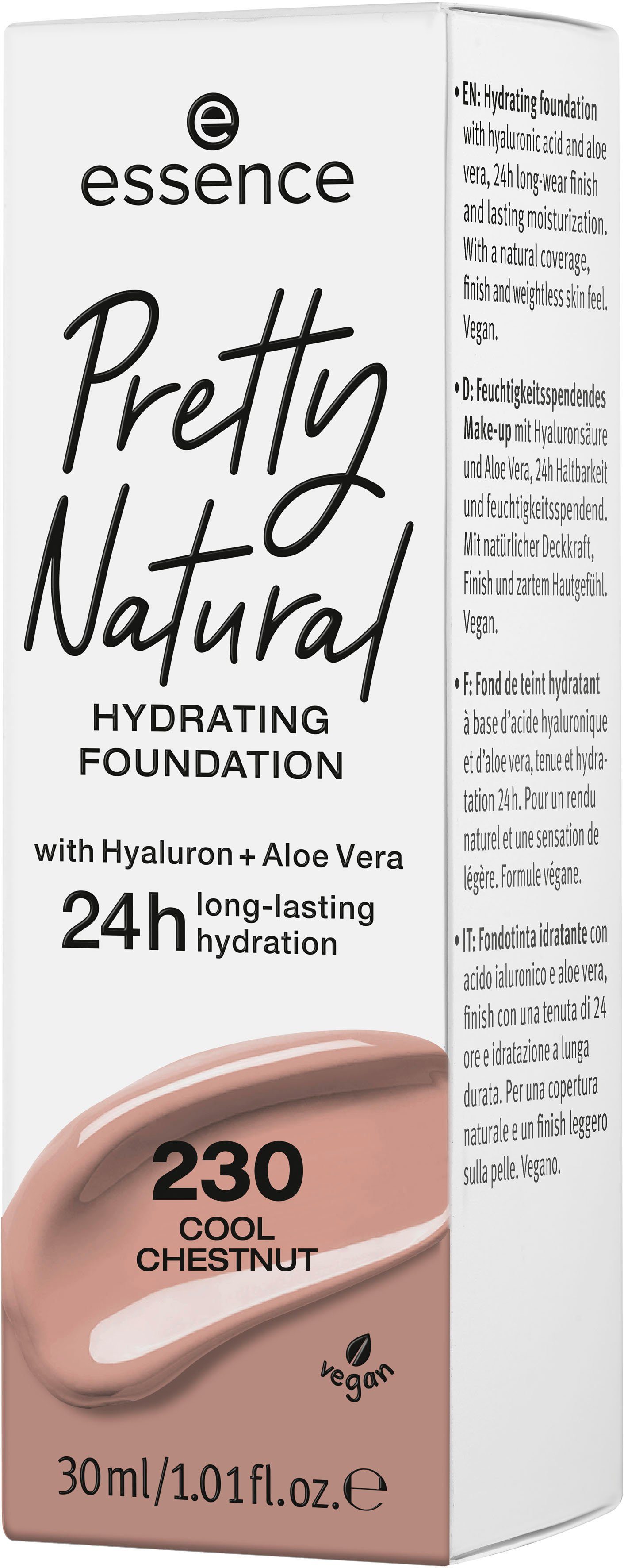 Natural Foundation Cool Chestnut HYDRATING, Essence Pretty 3-tlg.