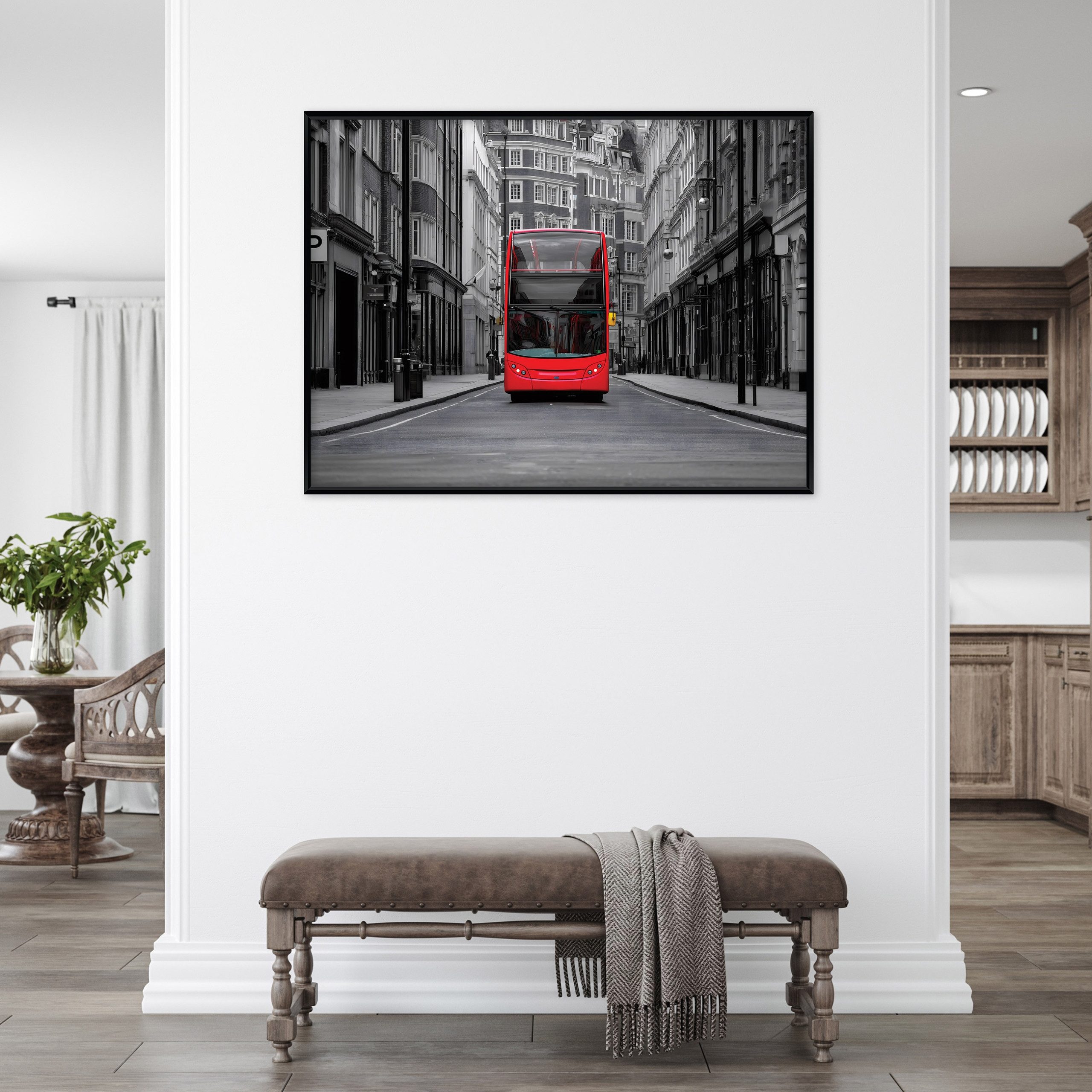 Wallarena Leinwandbild Autobus Stadt - Mehrfarbig - Modern - Schlafzimmer, Autobus, 100x75x3cm