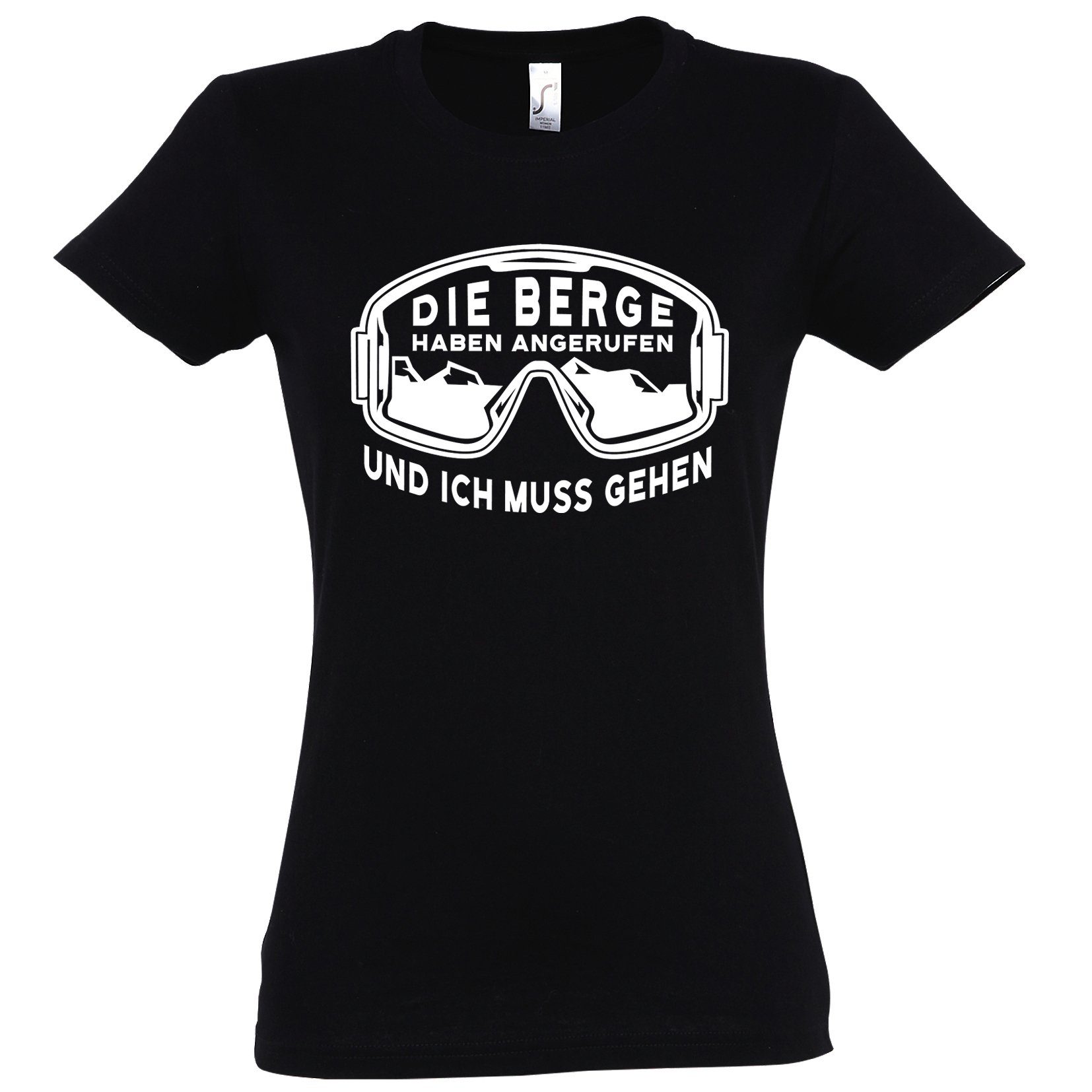 Ich Frontprint Bergen T-Shirt Muss Youth Designz mit trendigem Den Schwarz Zu Damen Shirt