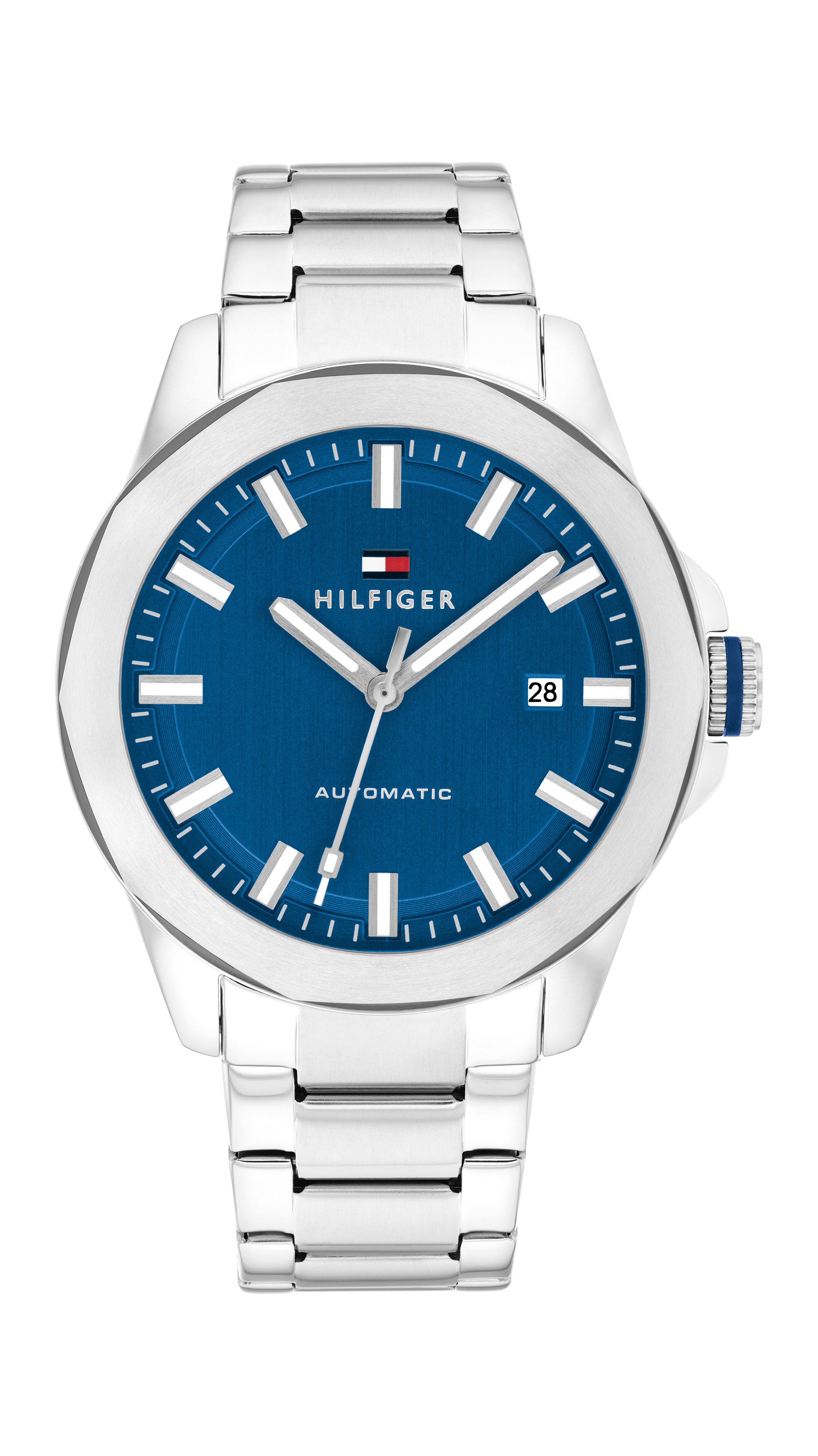 Tommy Hilfiger Automatikuhr LARS 1710693, Armbanduhr, Herrenuhr, Mechanische Uhr, Edelstahlarmband, analog, Tag
