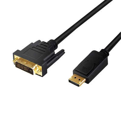 LogiLink CV0131 DisplayPort-Kabel Video-Kabel, (200 cm), DP Stecker auf DVI 24+1pin Stecker, schwarz