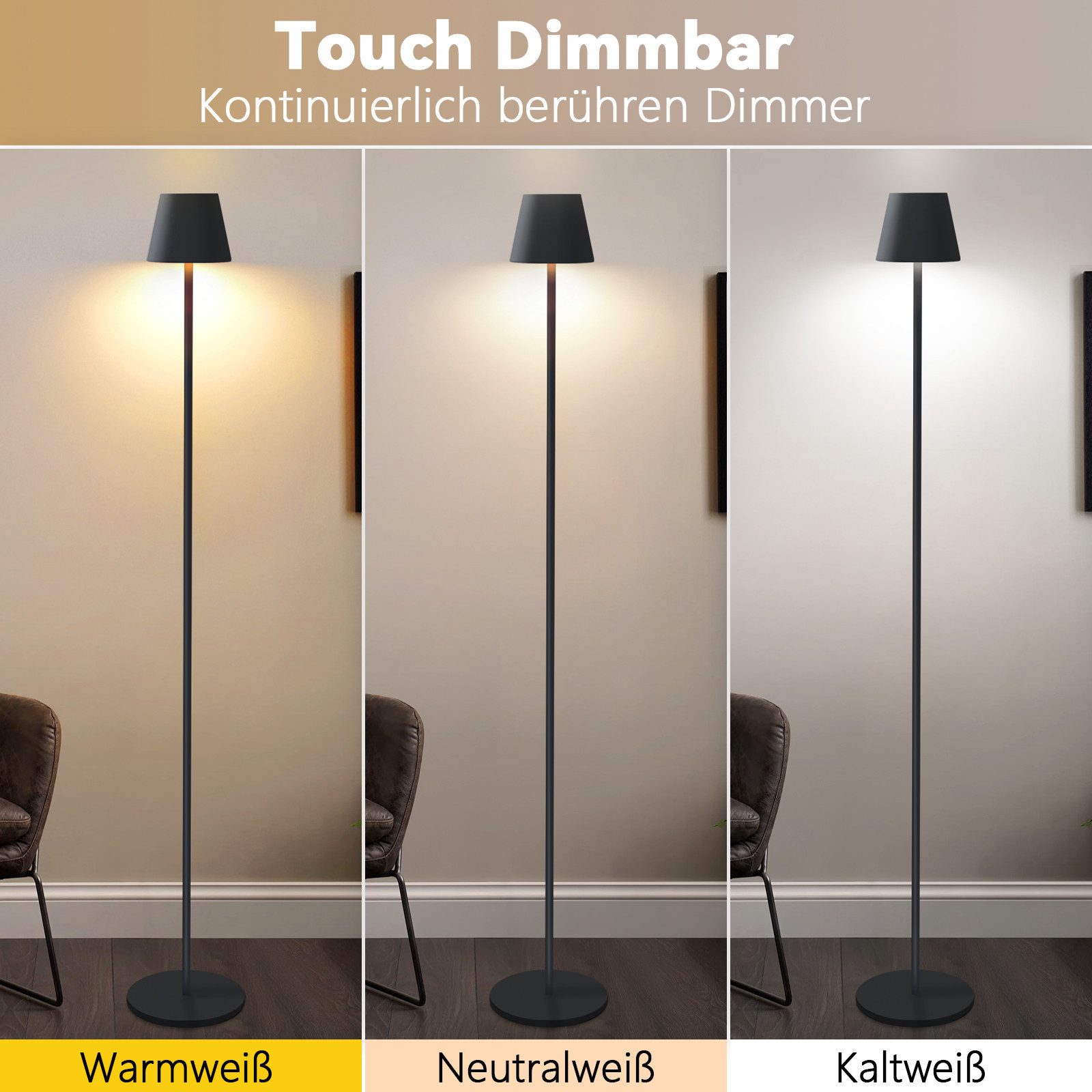 Nettlife LED Stehlampe Modern Dimmbar Schwarz günstig online kaufen