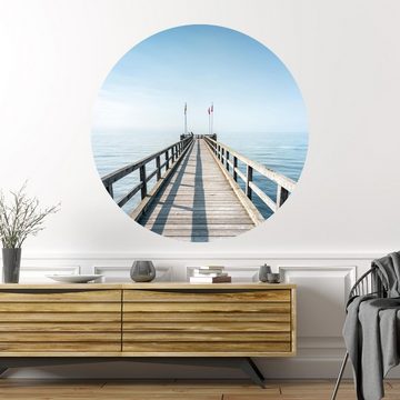 WallSpirit Wandsticker Wandaufkleber rund "Steg Nordsee", Selbstklebend, rückstandslos abziehbar