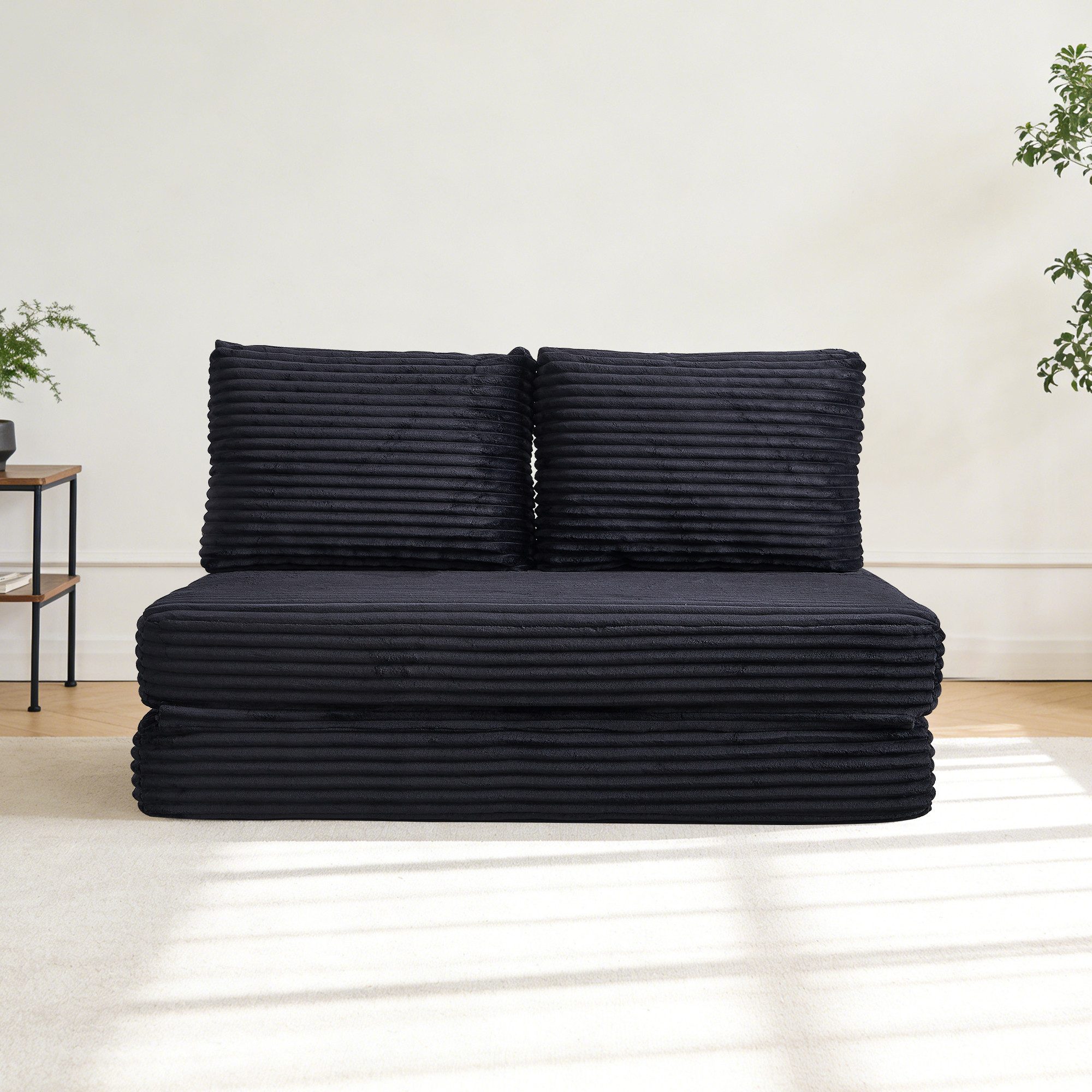 HAUSS SPOLE Loungesessel für Wohnzimmer,Knochenlos-Sofa Liebesstuhl mit Rückenlehnen,Schwarz (Multifunktionales Sofa mit abnehmbaren Rückenlehnen und flexibler Nutzung), Umwandelbare Sofa- und Liegefunktion