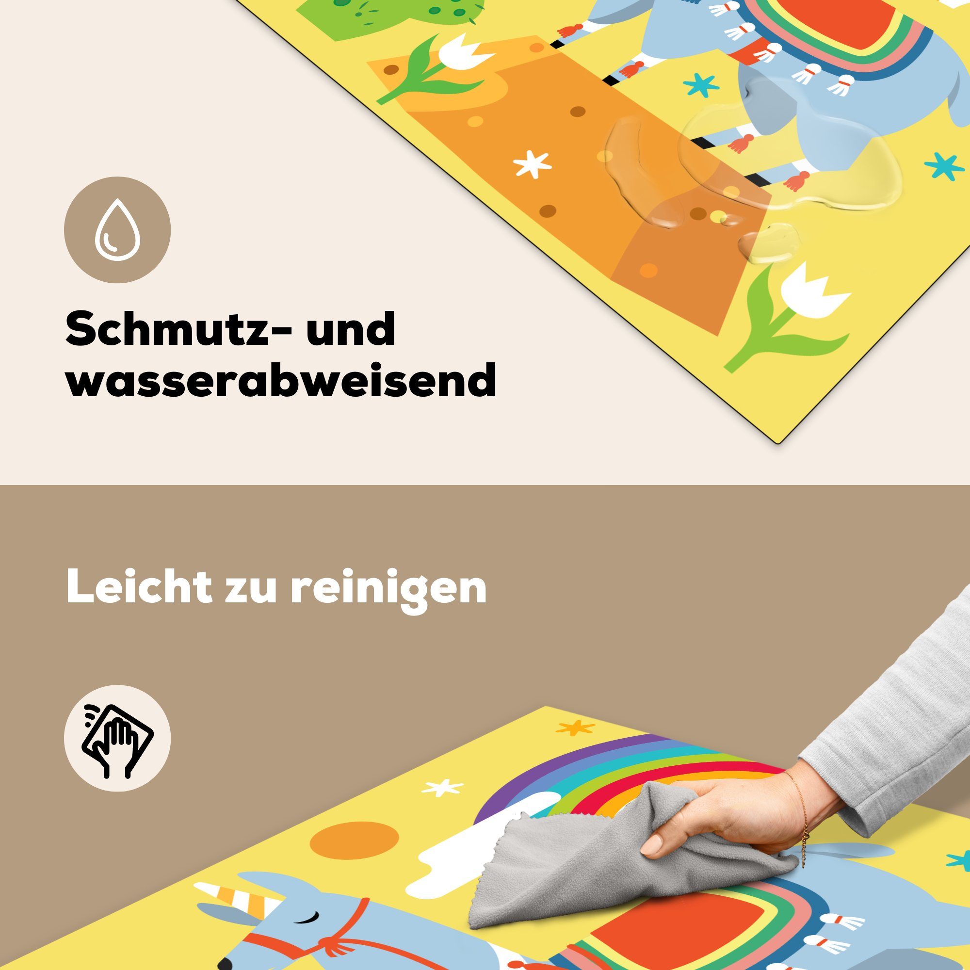 Ceranfeldabdeckung, cm, küche Natur, MuchoWow - Herdblende-/Abdeckplatte Regenbogen tlg), Vinyl, 78x78 Lama (1 - Arbeitsplatte für