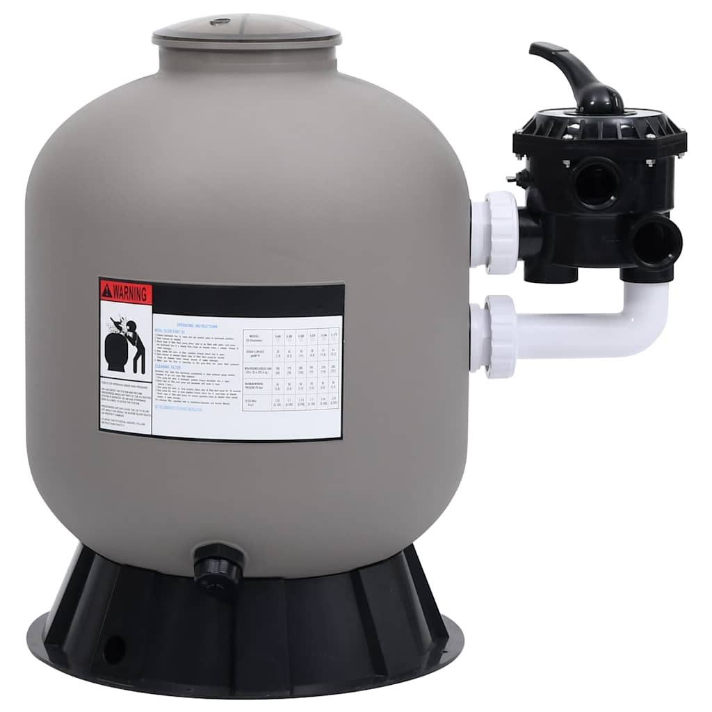 vidaXL Sandfilteranlage, Pool-Sandfilter mit seitlich montiertem 6-Wege-Ventil Grau