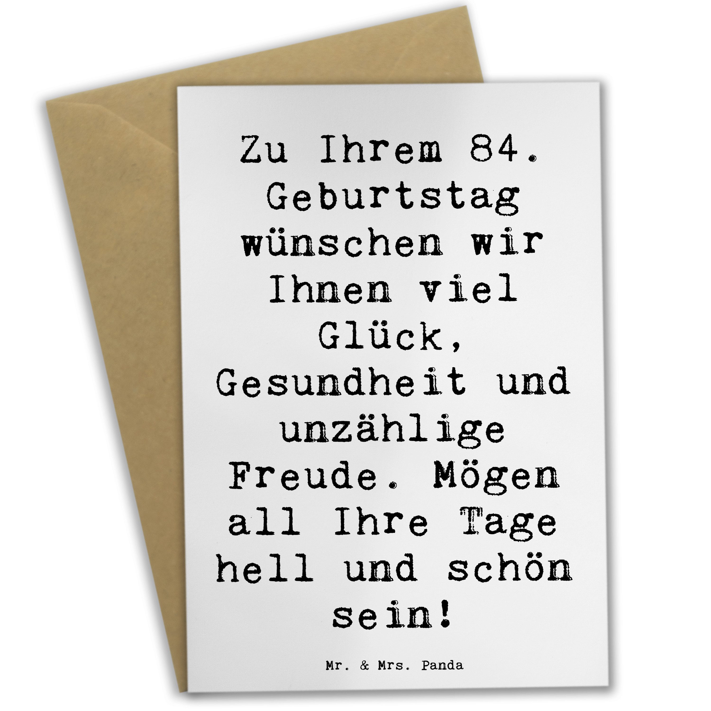 Grußkarte Spruch 84. Geburtstag Glückwünsche - Weiß - Geschenk, unzählige Freud