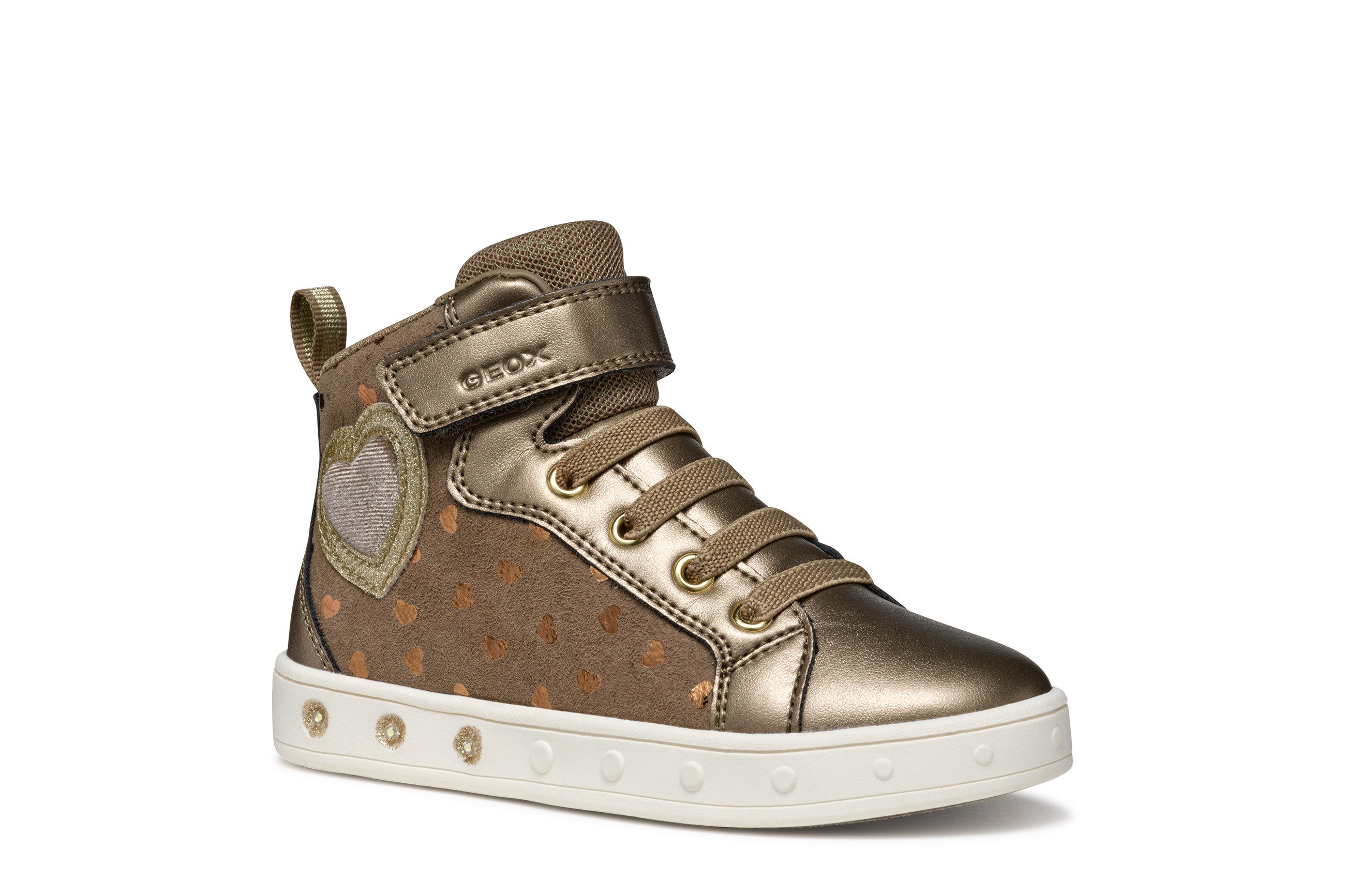 Geox J SKYLIN GIRL Blinkschuh Кроссовки Schnürboots mit Glitzer, Blinkfunktion, Größenschablone zum Download