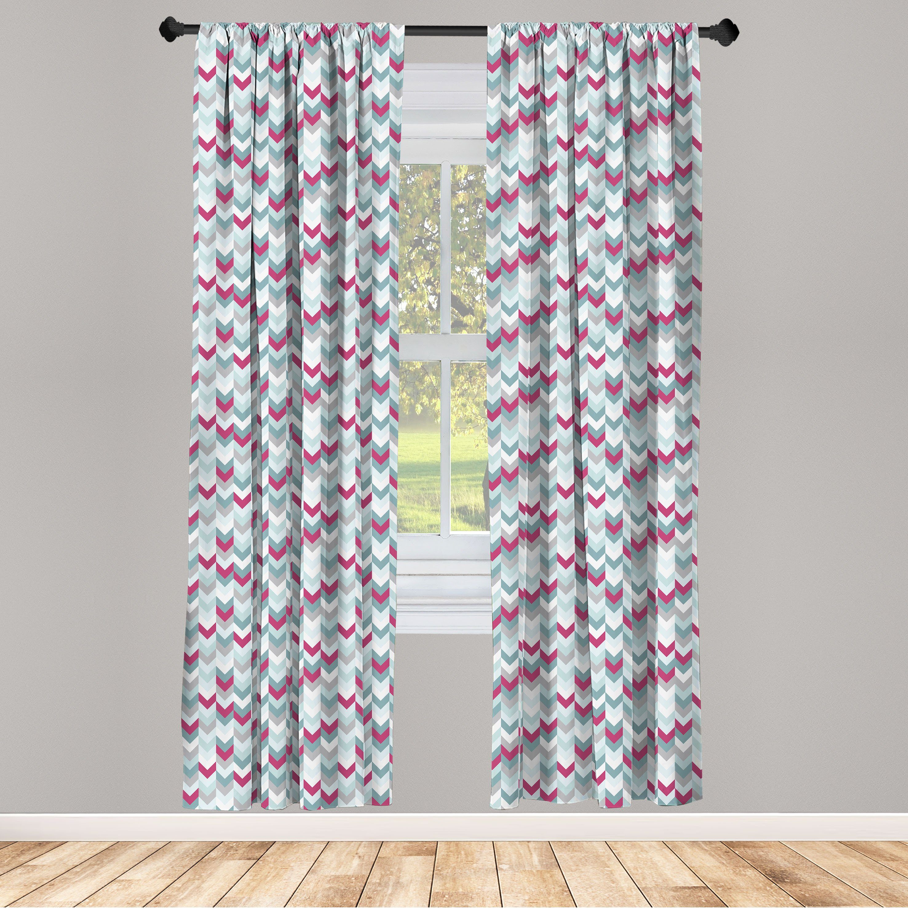 Gardine Vorhang für Wohnzimmer Schlafzimmer Dekor, Abakuhaus, Microfaser, Winkel Symmetrische Streifen Pfeil