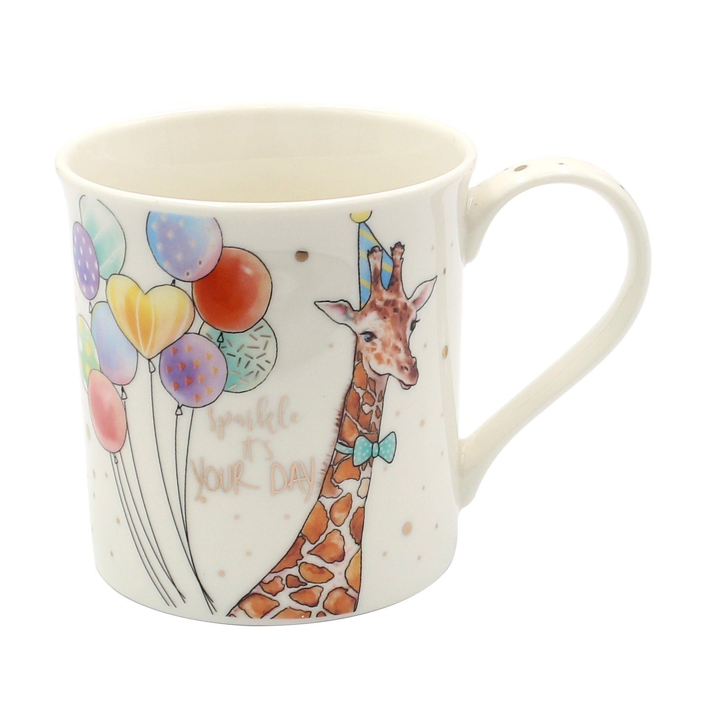 Dekohelden24 Tasse Kaffeebecher Kaffeetasse aus Porzellan - Geburtstagstassen Giraffe, Porzellan bunt