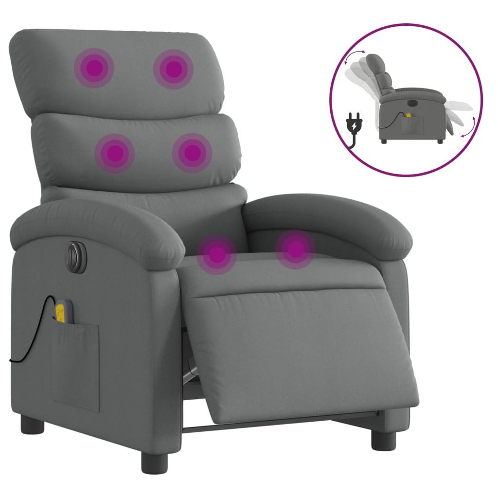 vidaXL Sessel Massagesessel Elektrisch Dunkelgrau Stoff günstig online kaufen