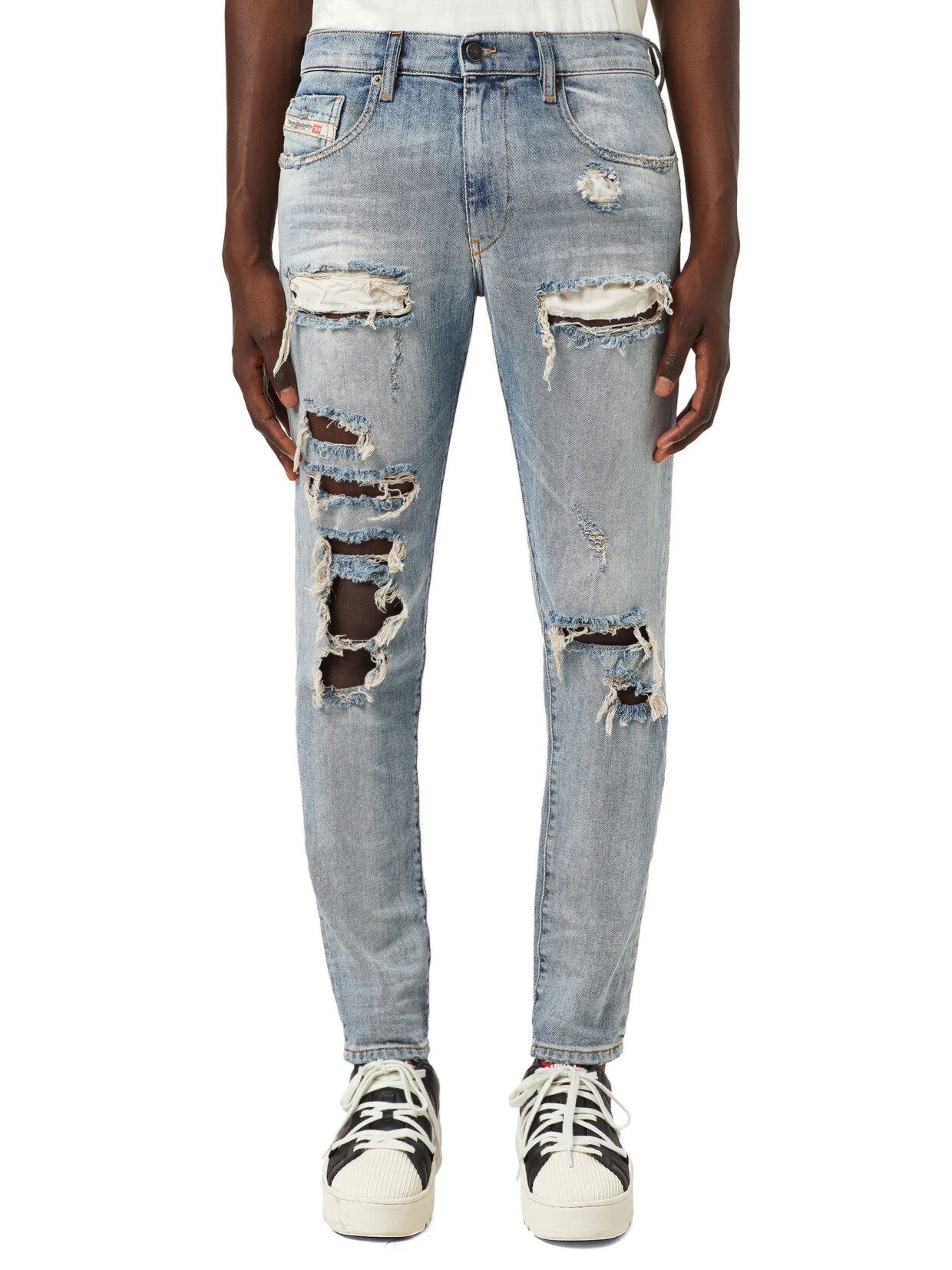 Diesel Slim-fit-Jeans Knöchellang Destroyed Stretch D-Strukt - 09B40