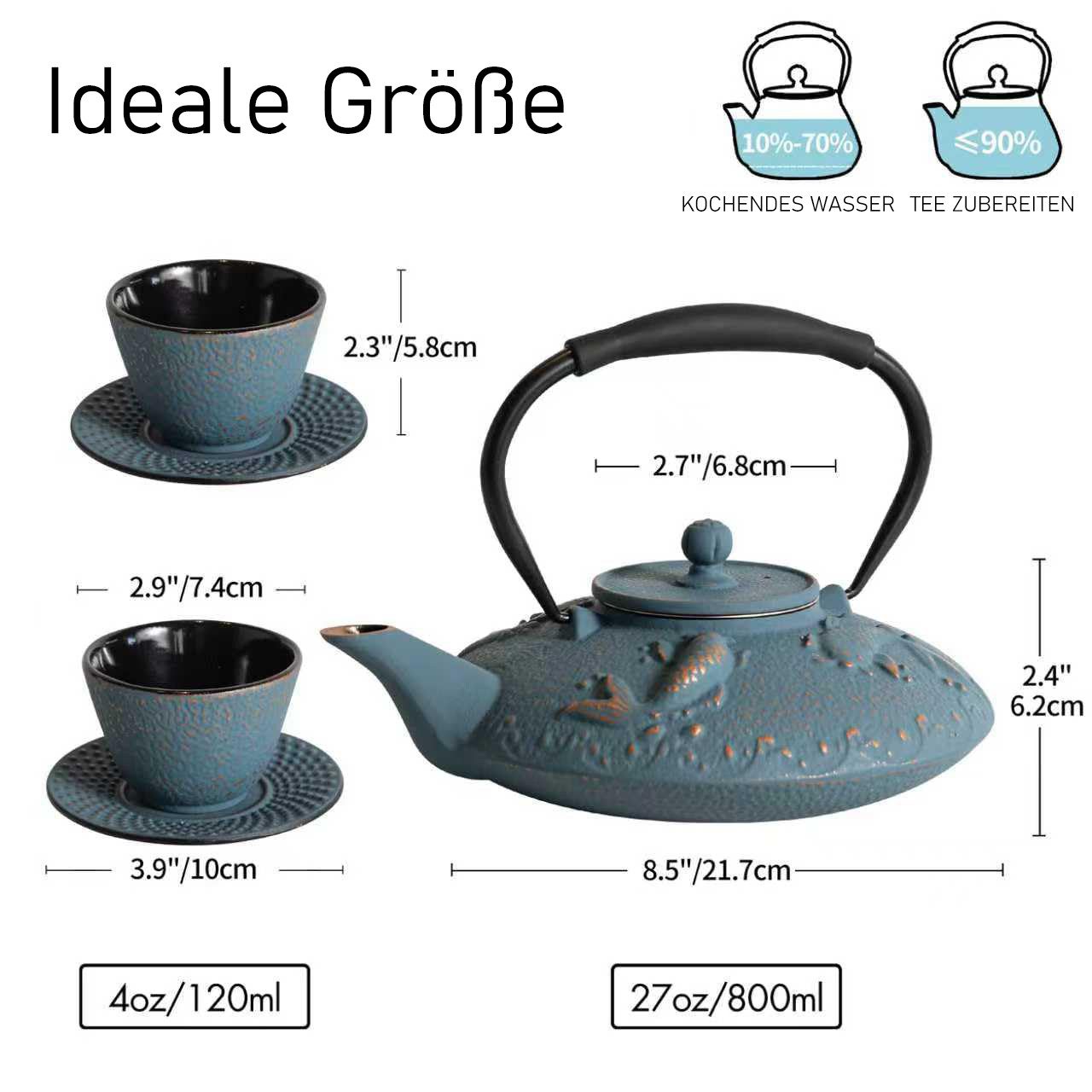 Vankel Teekanne Vielseitige Gusseisen Teekanne Kollektion mit Edelstahlfilter