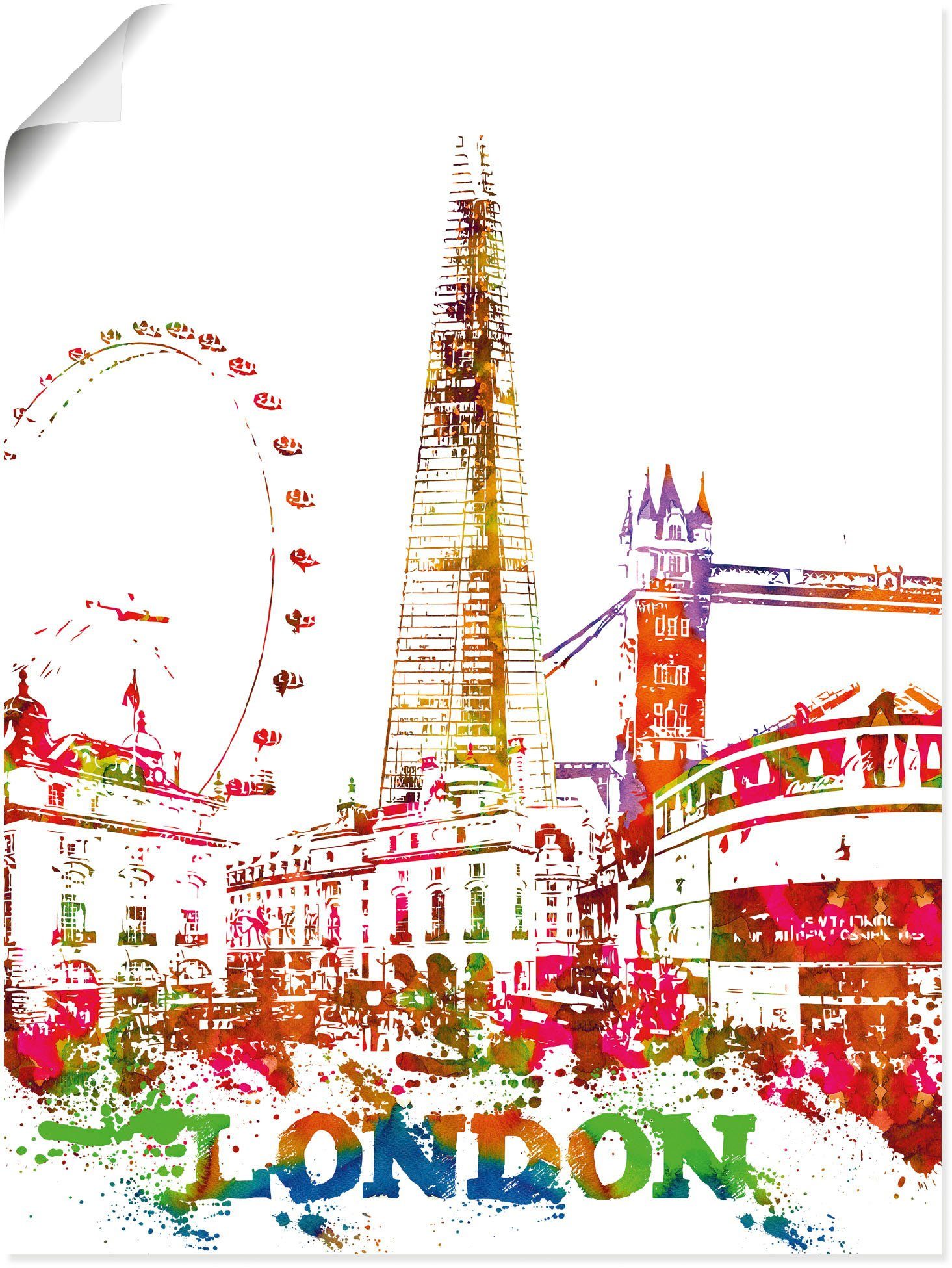 Artland Wandbild London in Wandaufkleber Alubild, oder als Größen Poster (1 versch. London St), Leinwandbild, Grafik