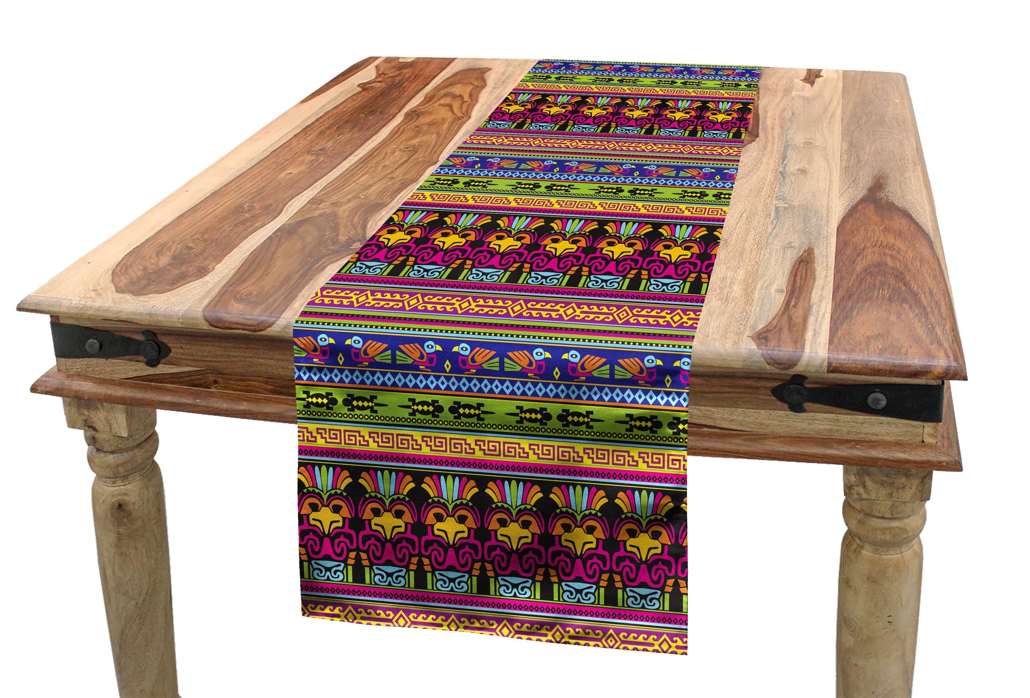 Abakuhaus Tischläufer Esszimmer Küche Borders Tischläufer, Rechteckiger Aztec Dekorativer Primitive