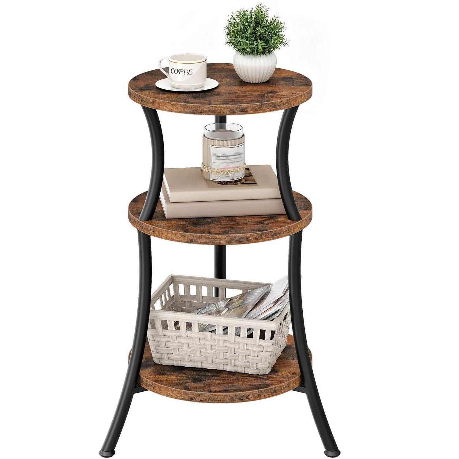 LuxusKollektion Beistelltisch Beistelltisch rund 3-stufig Retro Optik (1-St)