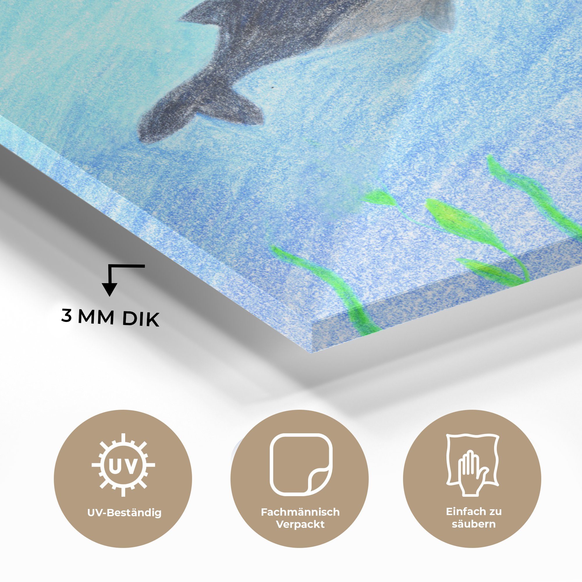 Bilder eines Glasbilder Anemonenfisches, (1 Wals Foto auf - und MuchoWow - Wandbild St), Glas Glas Acrylglasbild Wanddekoration Zeichnung auf - eines