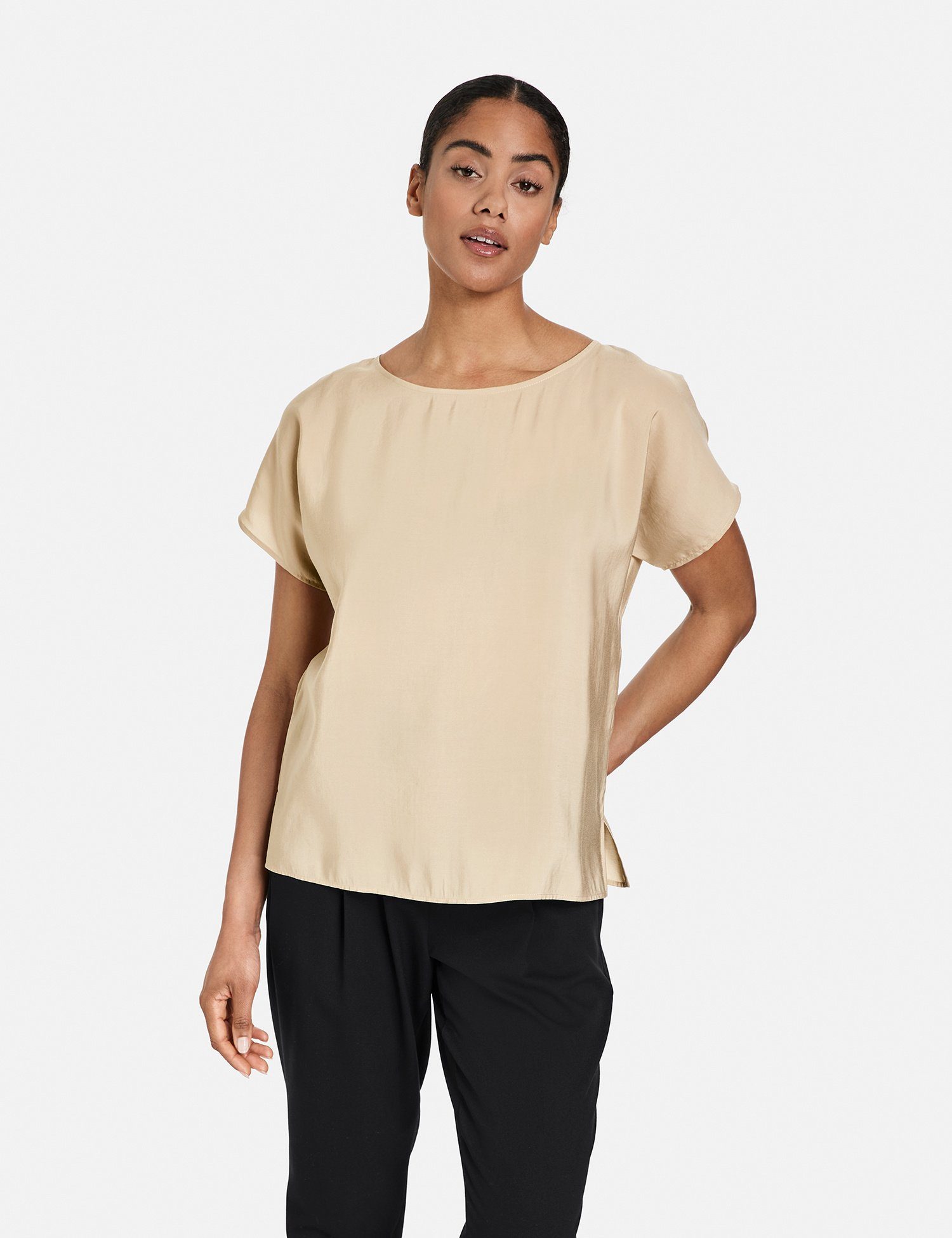 Basic Hazel Blusenshirt Taifun Kurzarmbluse Roasted