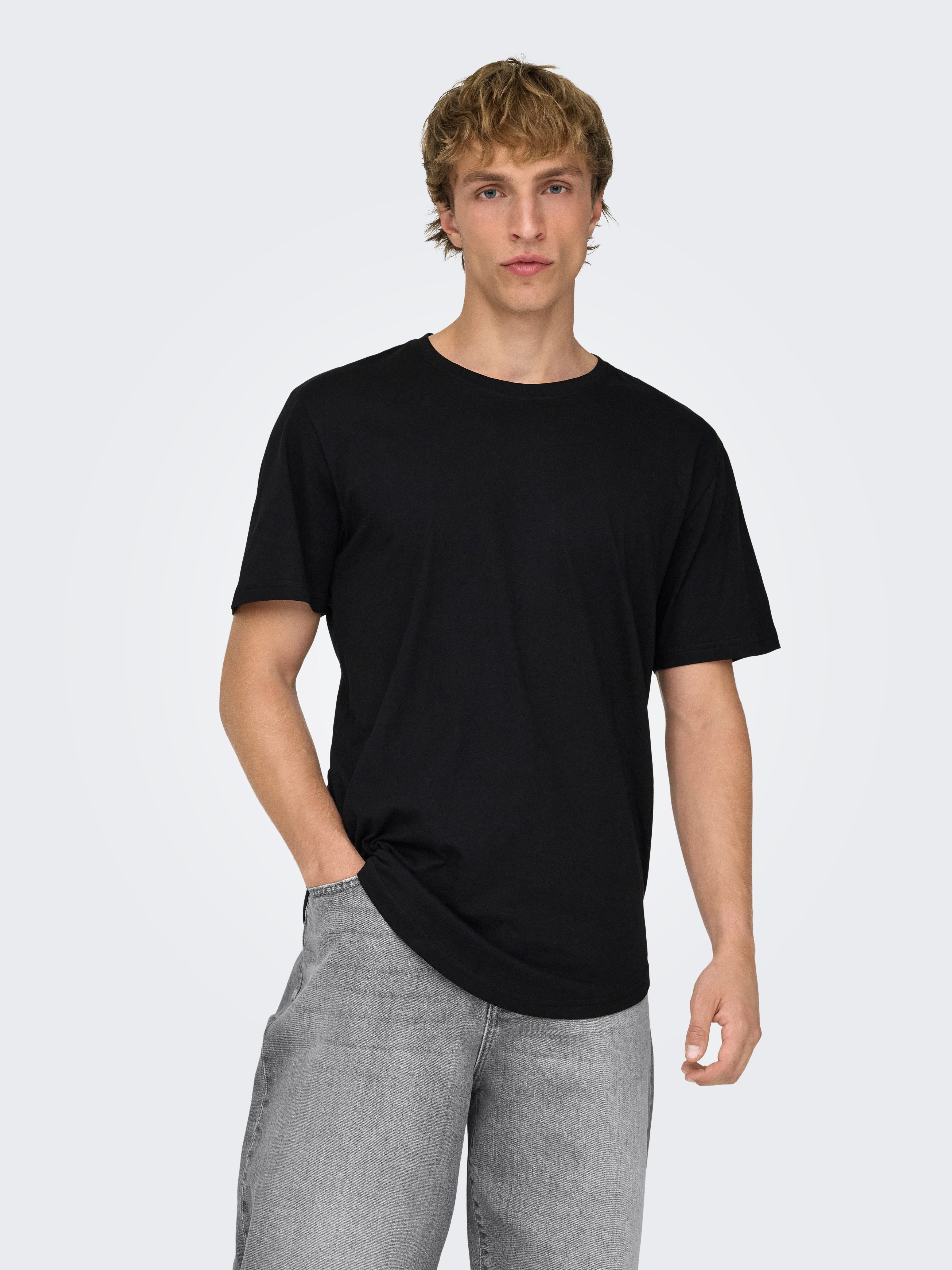 ONLY & SONS T-Shirt ONSMATT LONGY SS TEE 3-PACK (Packung, 3-tlg) Baumwolle, relaxed fit
