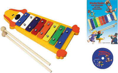 Clifton Spielzeug-Musikinstrument Metallophon Hund, mit 8 Tönen und Kinderlieder CD, Karaoke CD mit Heft